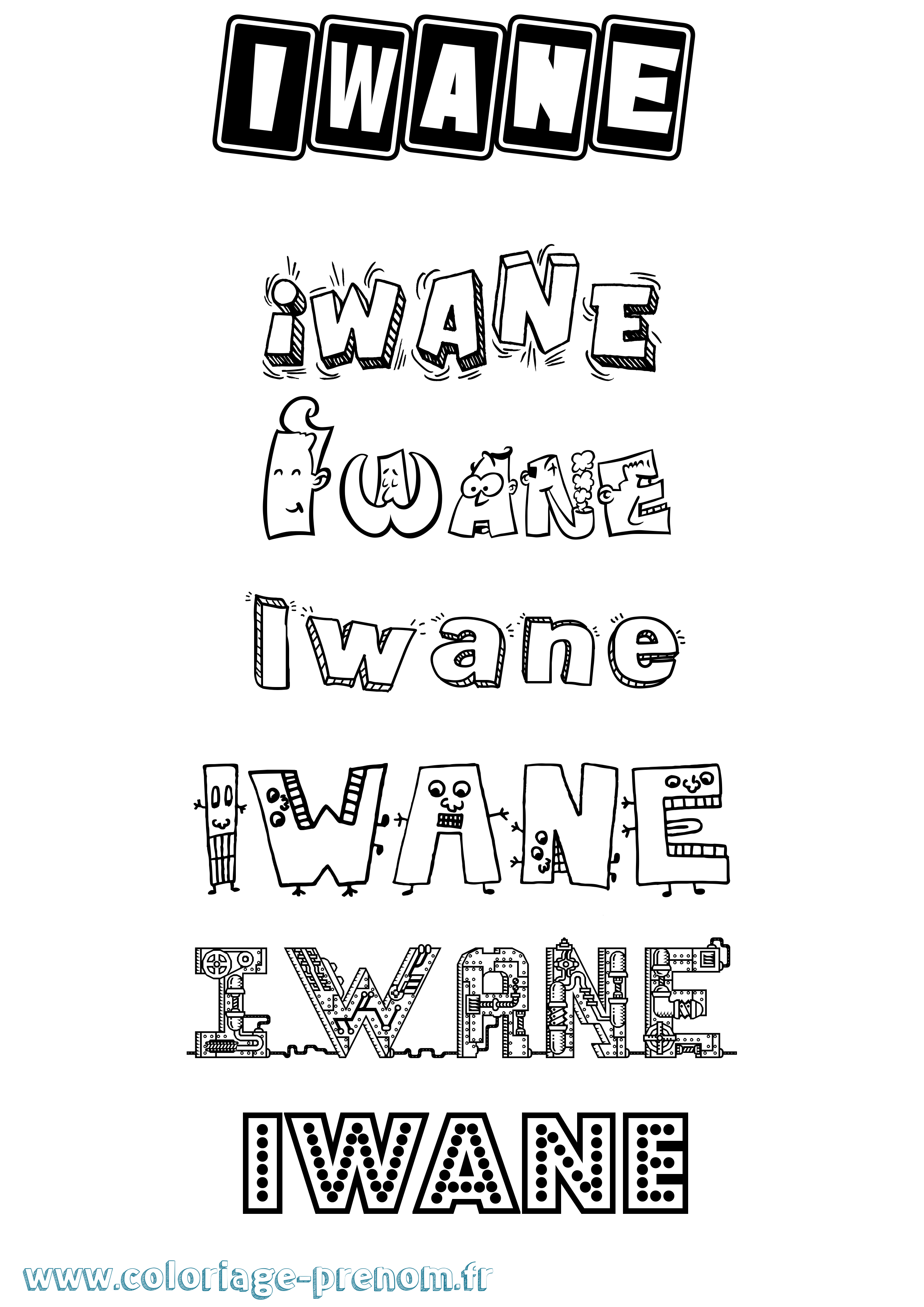 Coloriage prénom Iwane Fun