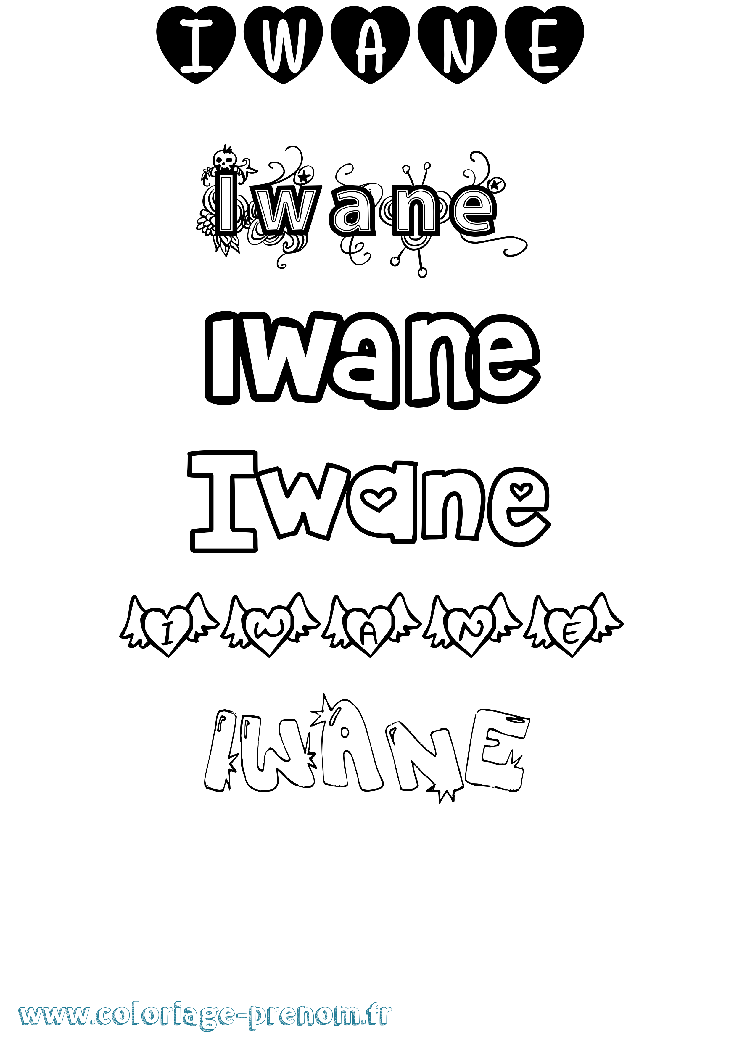Coloriage Iwane Girly Coloriage prénom Iwane Girly