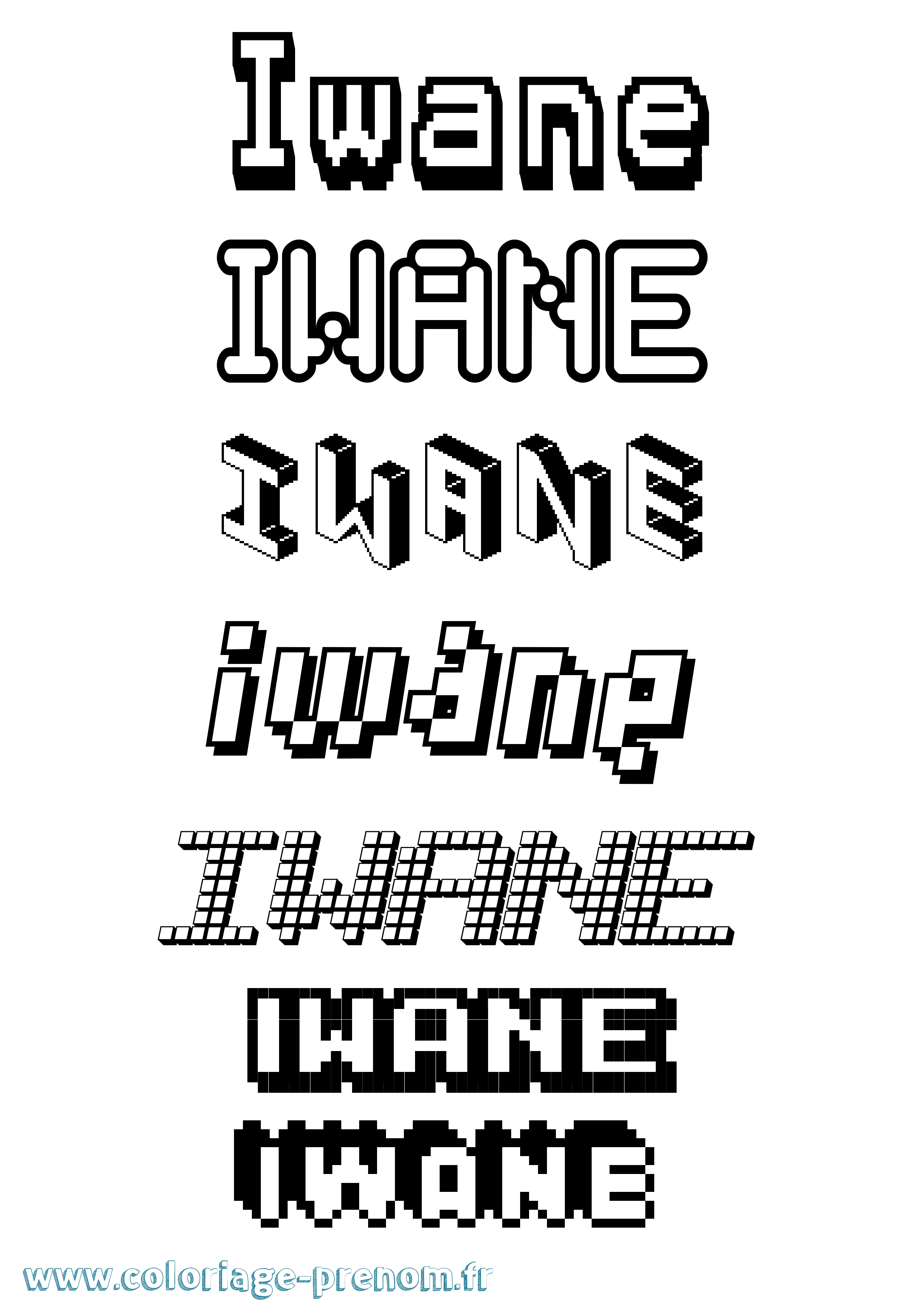 Coloriage Iwane Pixel Coloriage prénom Iwane Pixel