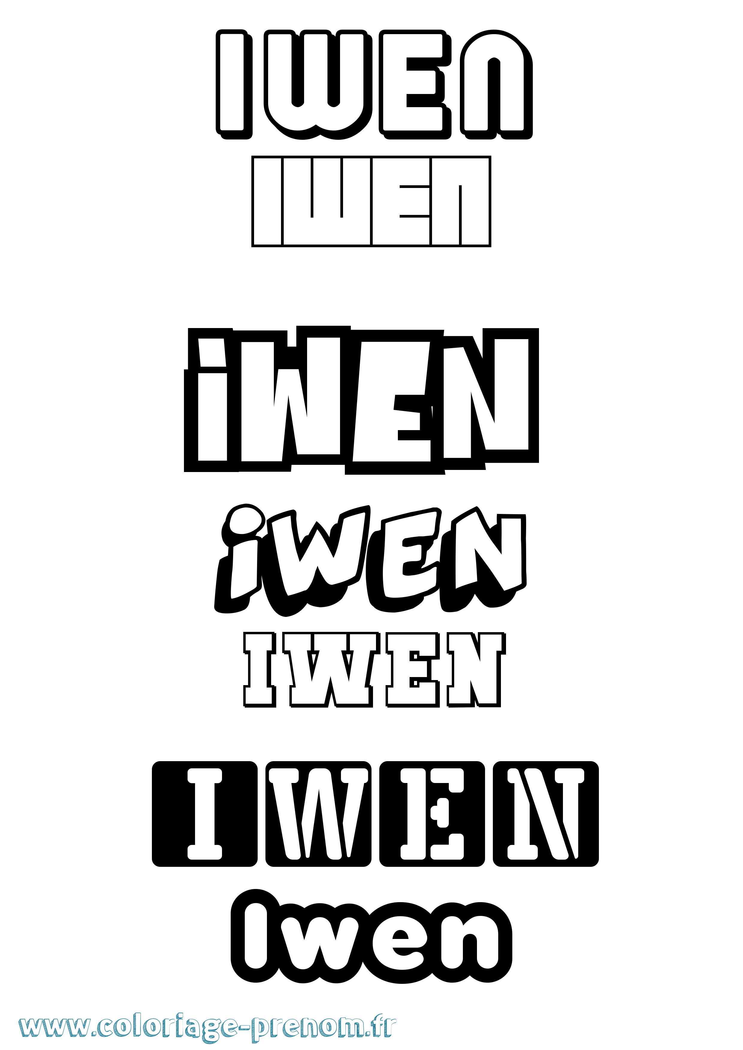 Coloriage prénom Iwen Simple