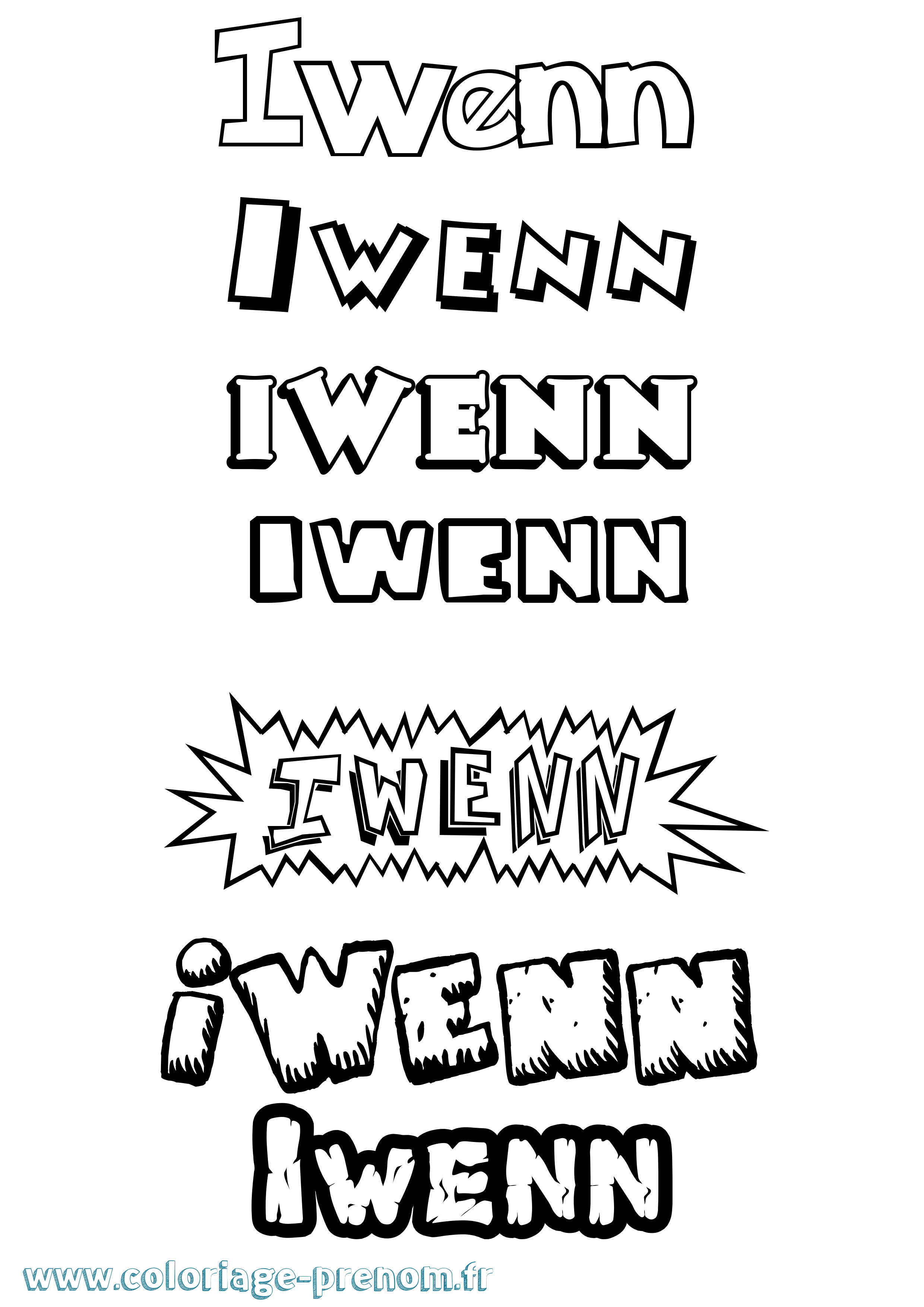 Coloriage Iwenn Dessin Animé Coloriage prénom Iwenn Dessin Animé