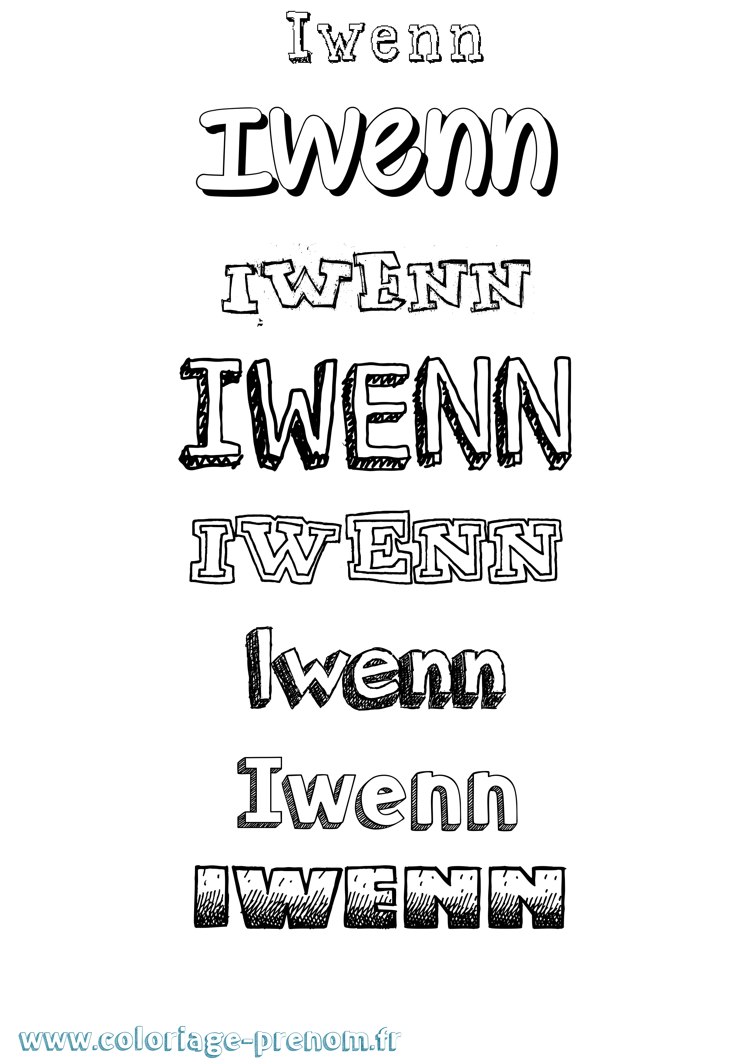 Coloriage Iwenn Dessiné Coloriage prénom Iwenn Dessiné