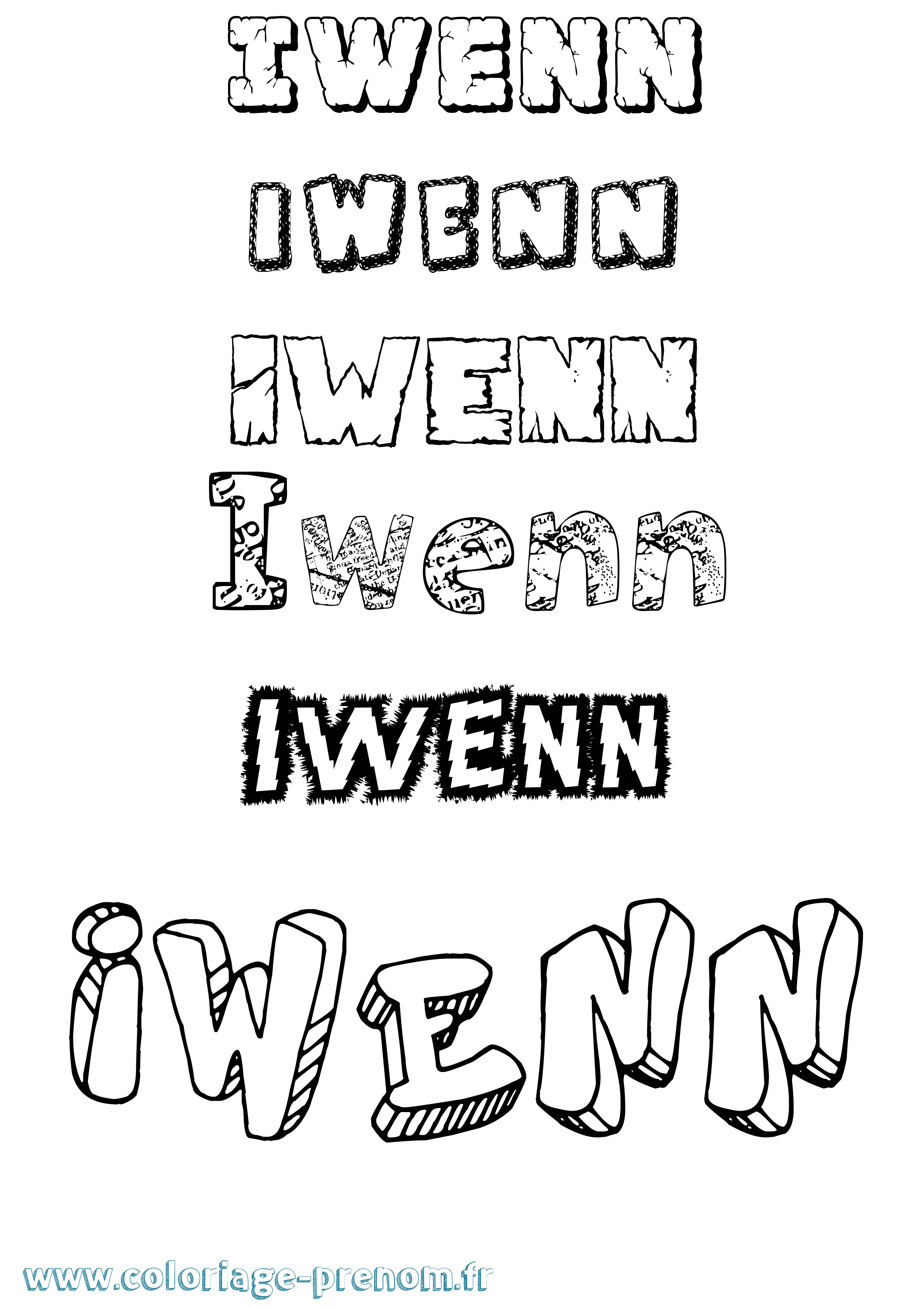 Coloriage Iwenn Destructuré Coloriage prénom Iwenn Destructuré