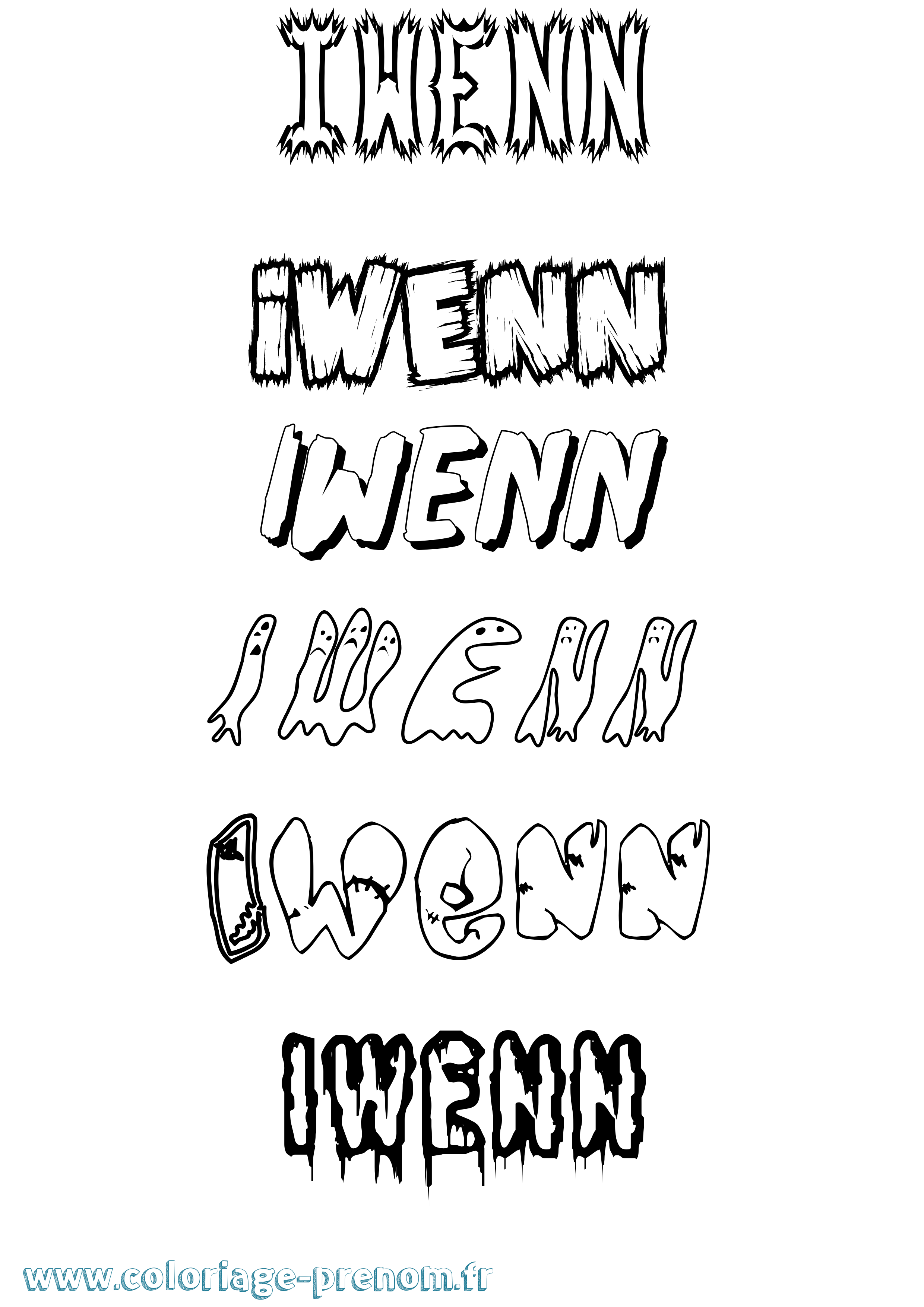 Coloriage Iwenn Frisson Coloriage prénom Iwenn Frisson