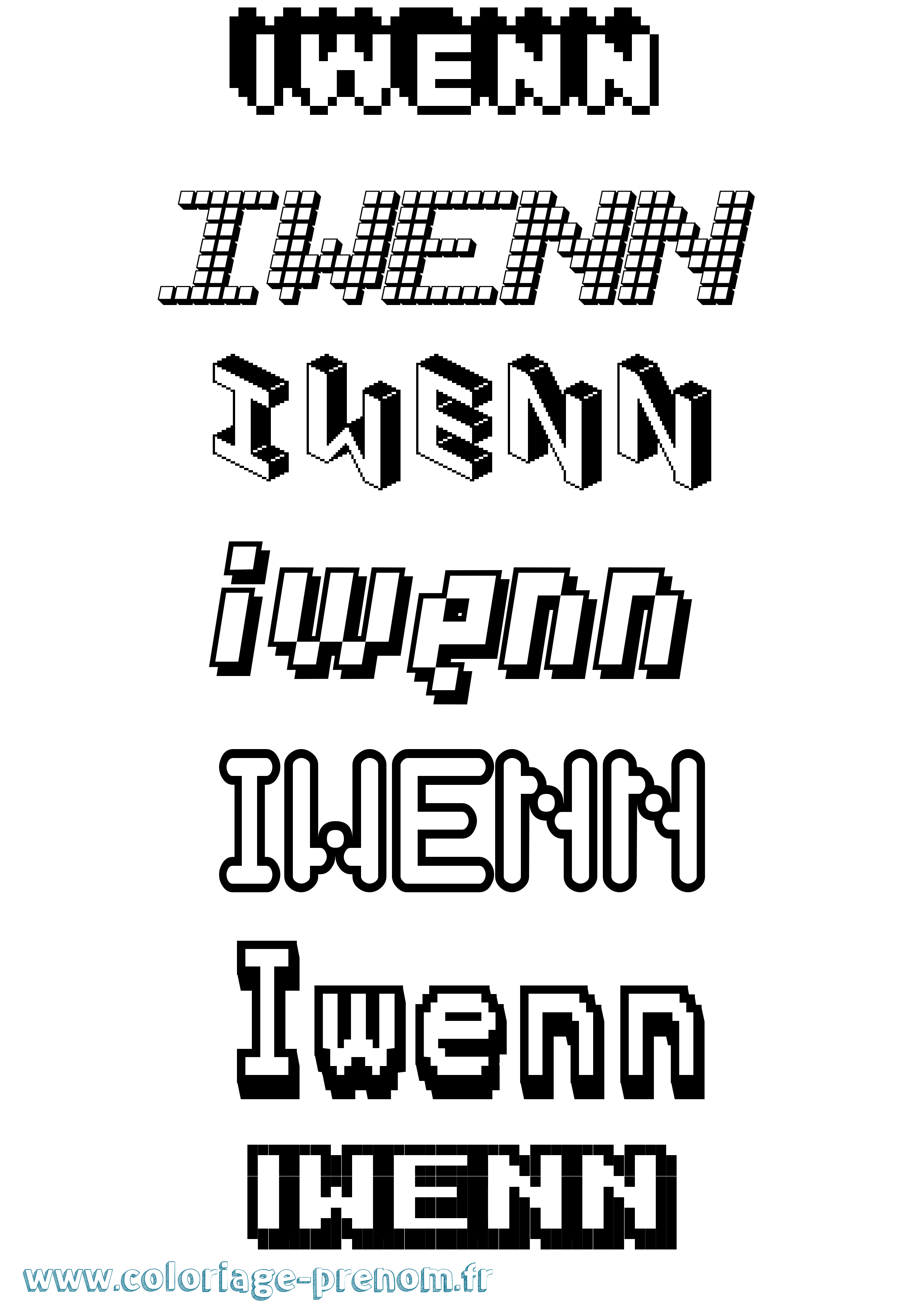 Coloriage Iwenn Pixel Coloriage prénom Iwenn Pixel