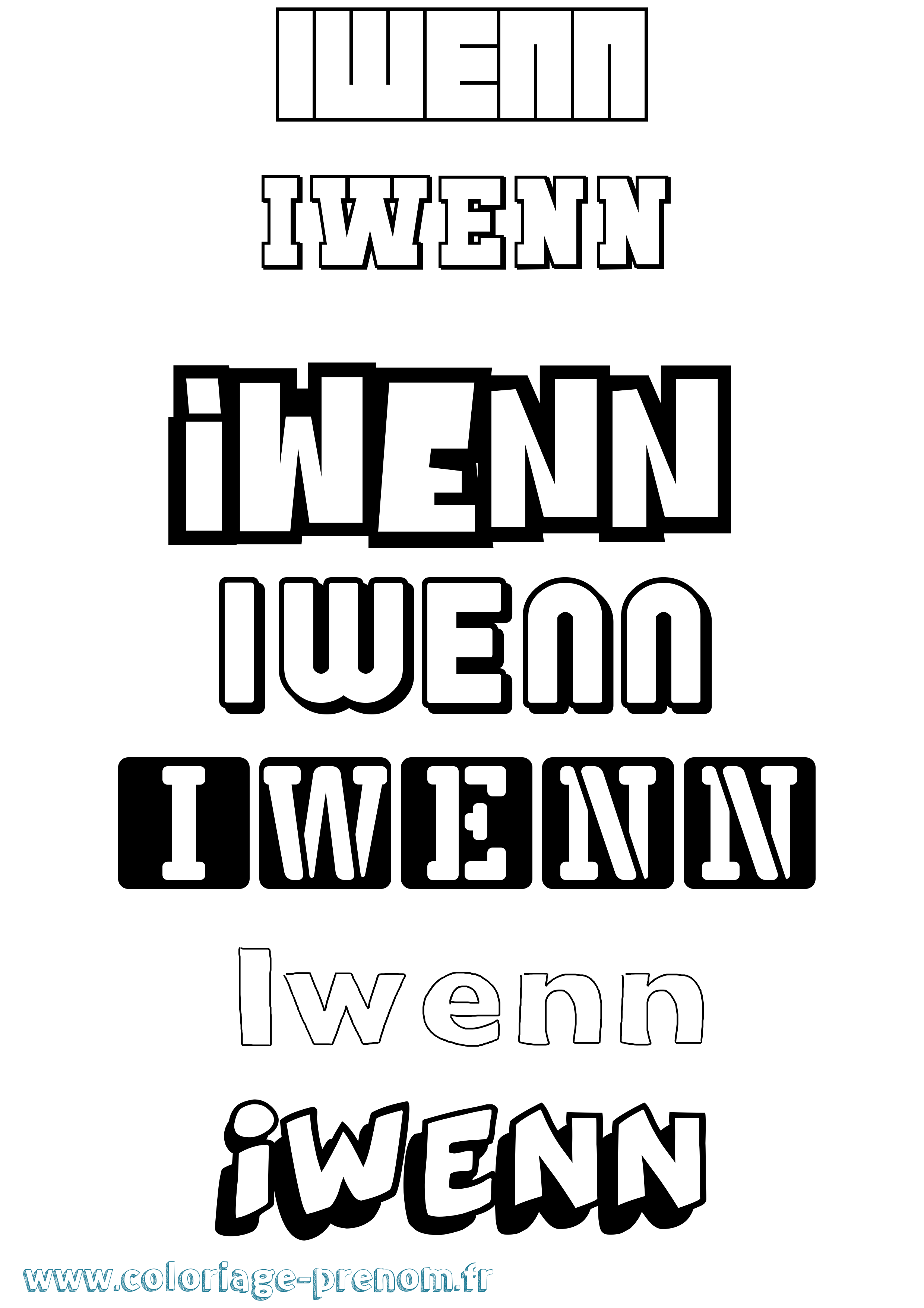 Coloriage prénom Iwenn Simple