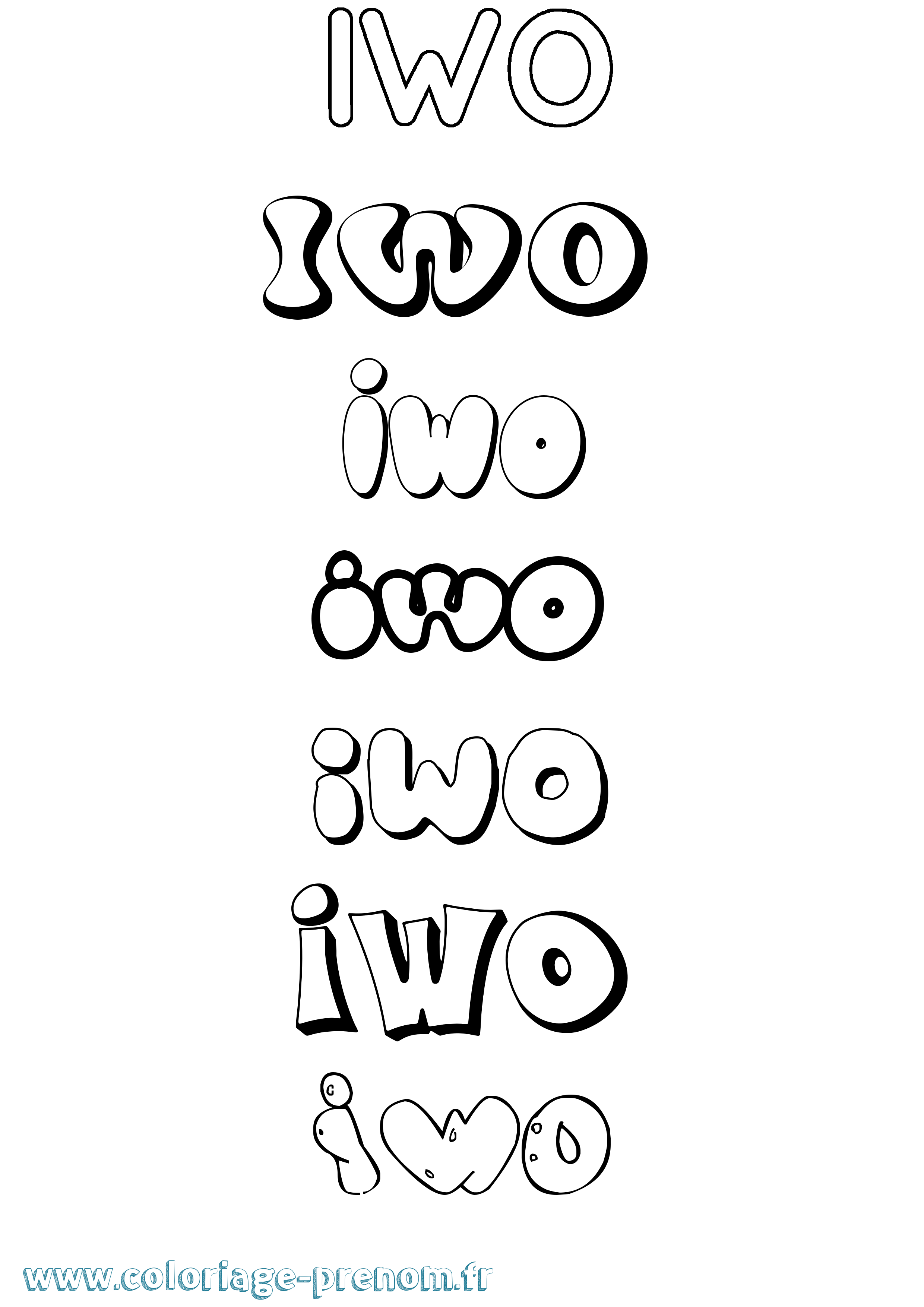 Coloriage Iwo Bubble Coloriage prénom Iwo Bubble