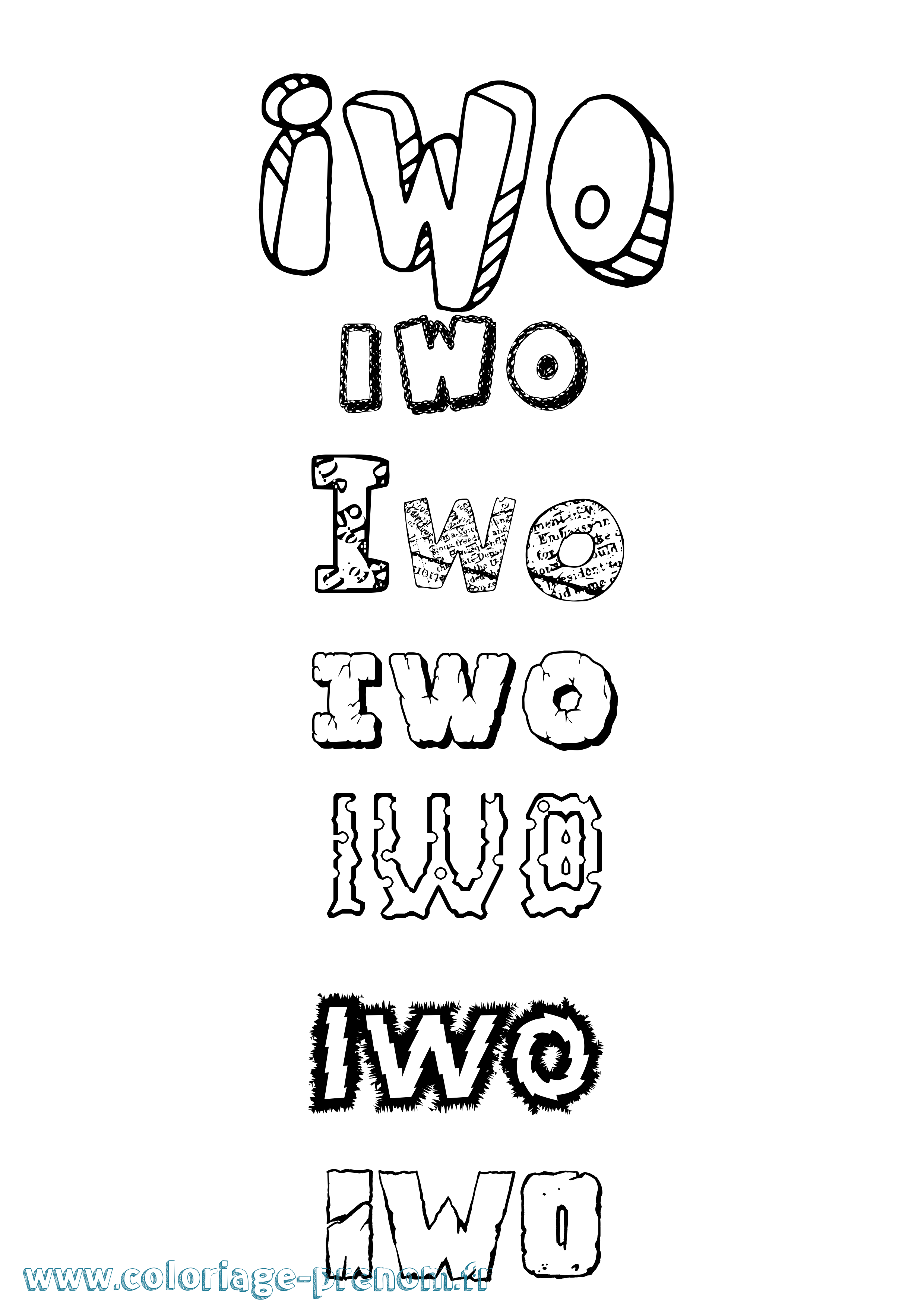 Coloriage Iwo Destructuré Coloriage prénom Iwo Destructuré