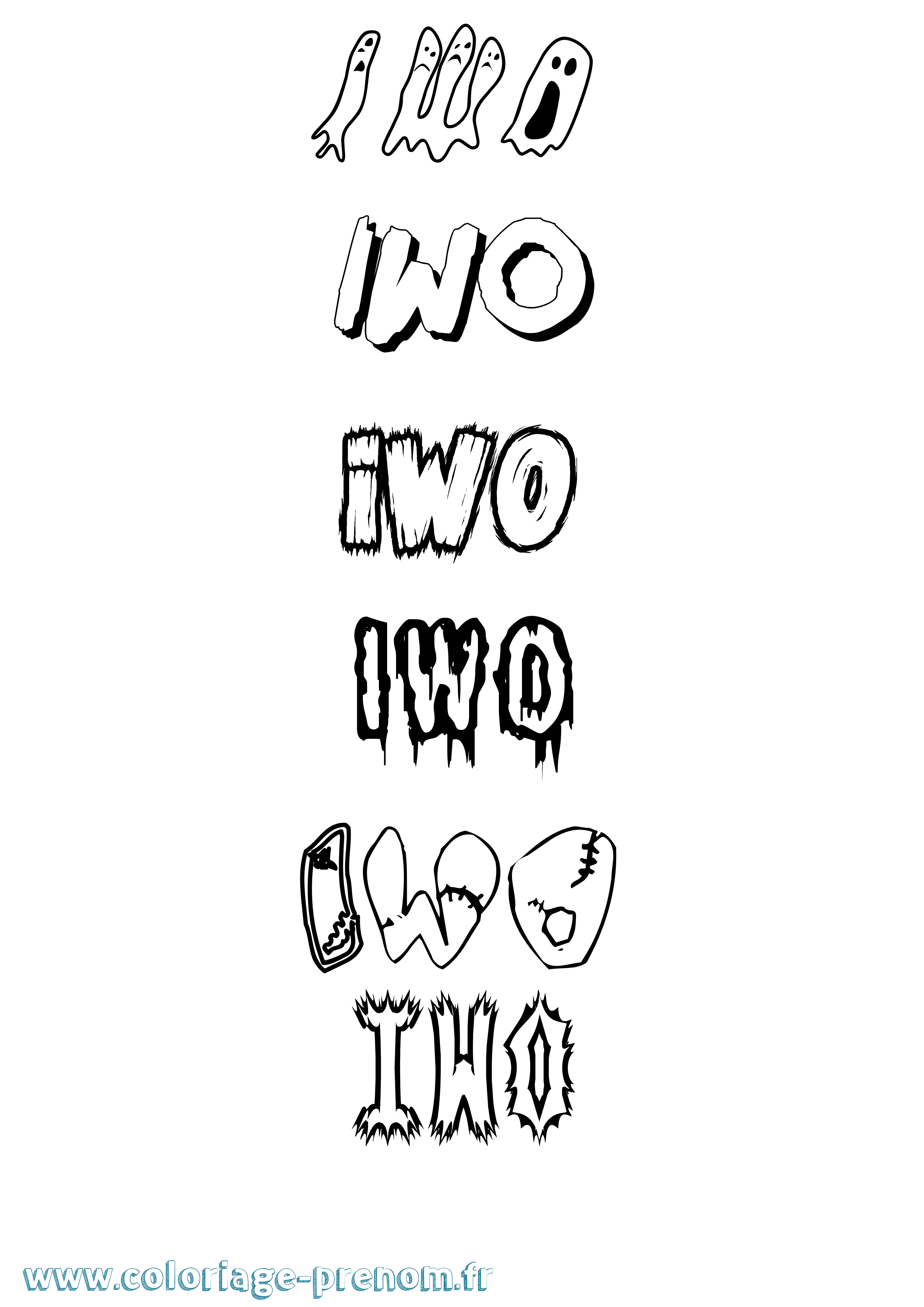 Coloriage Iwo Frisson Coloriage prénom Iwo Frisson