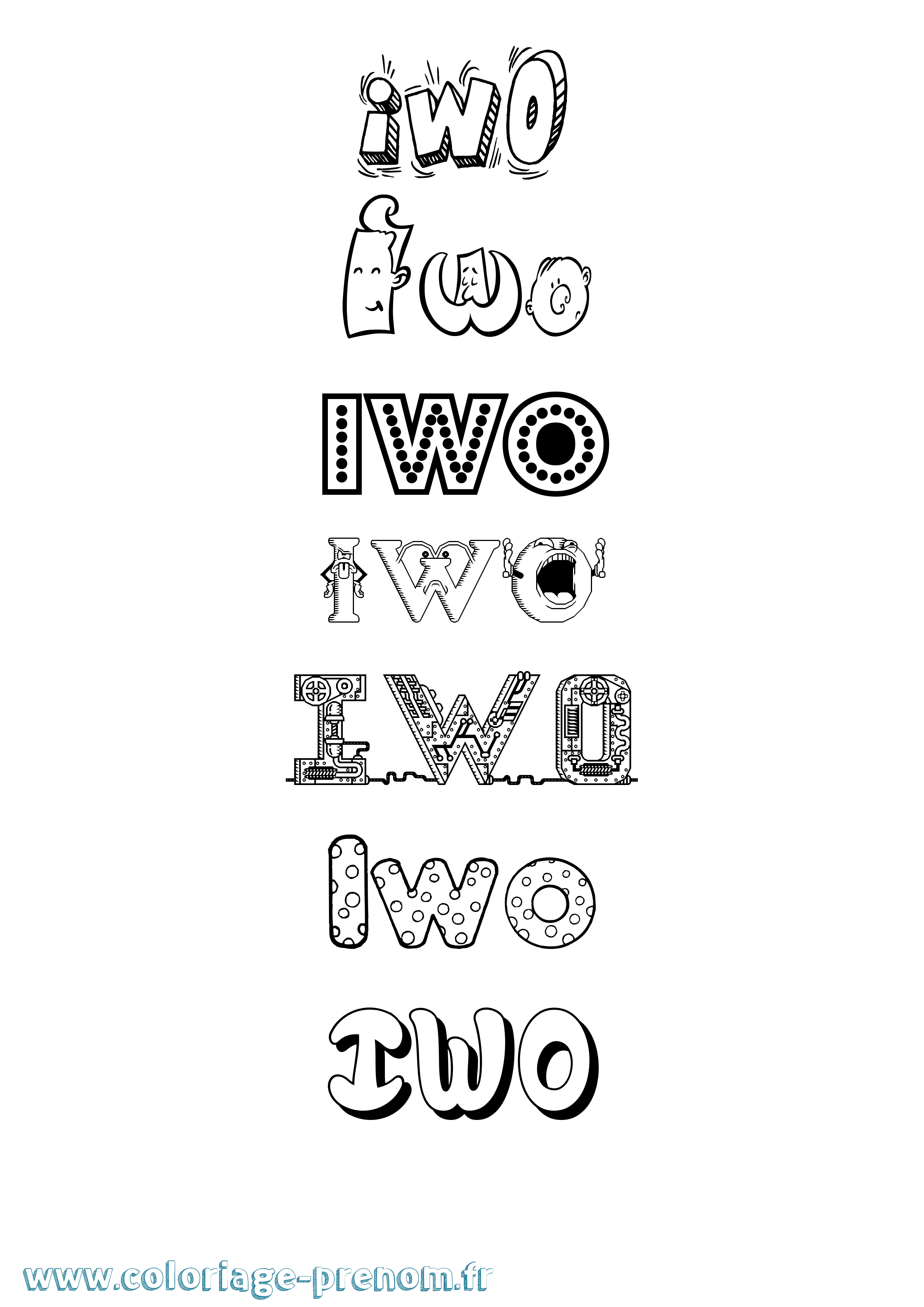 Coloriage Iwo Fun Coloriage prénom Iwo Fun