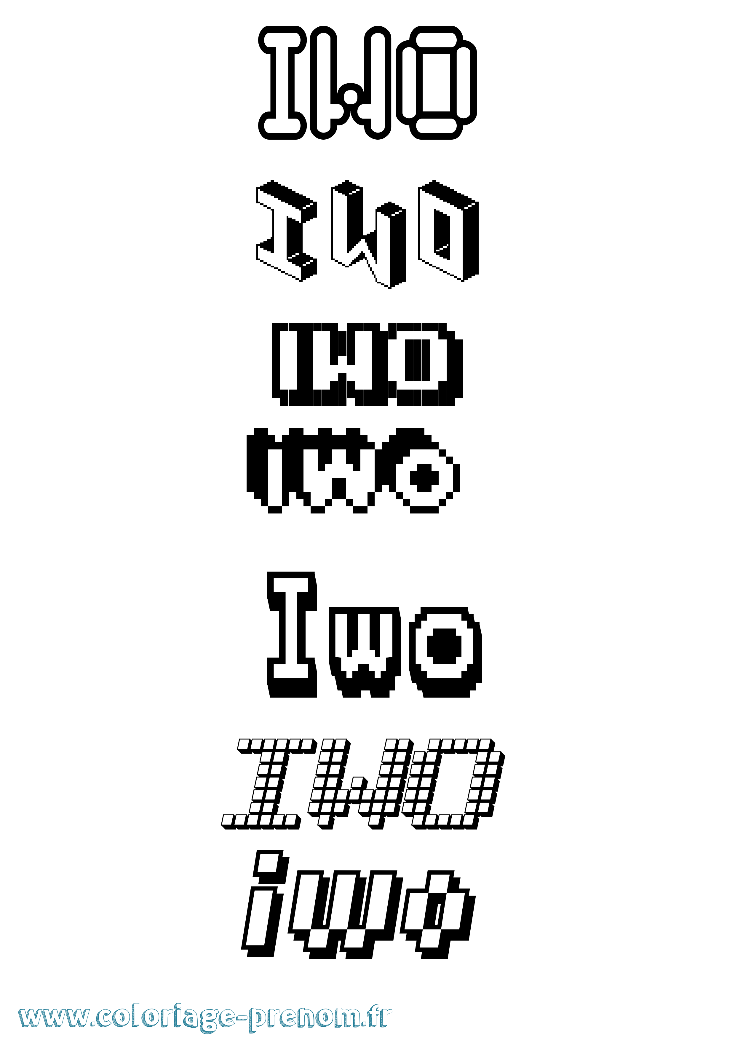Coloriage Iwo Pixel Coloriage prénom Iwo Pixel