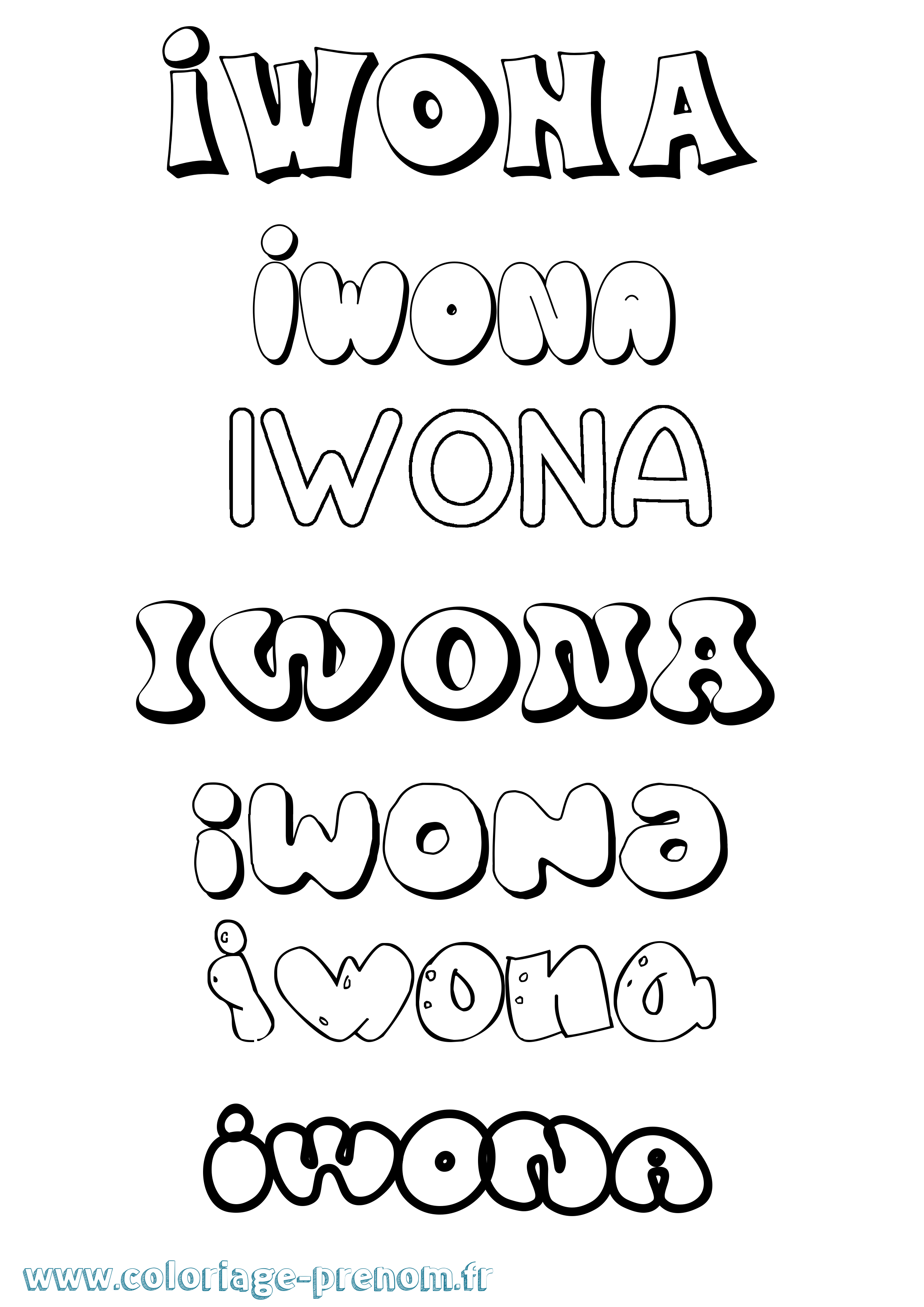 Coloriage Iwona Bubble Coloriage prénom Iwona Bubble