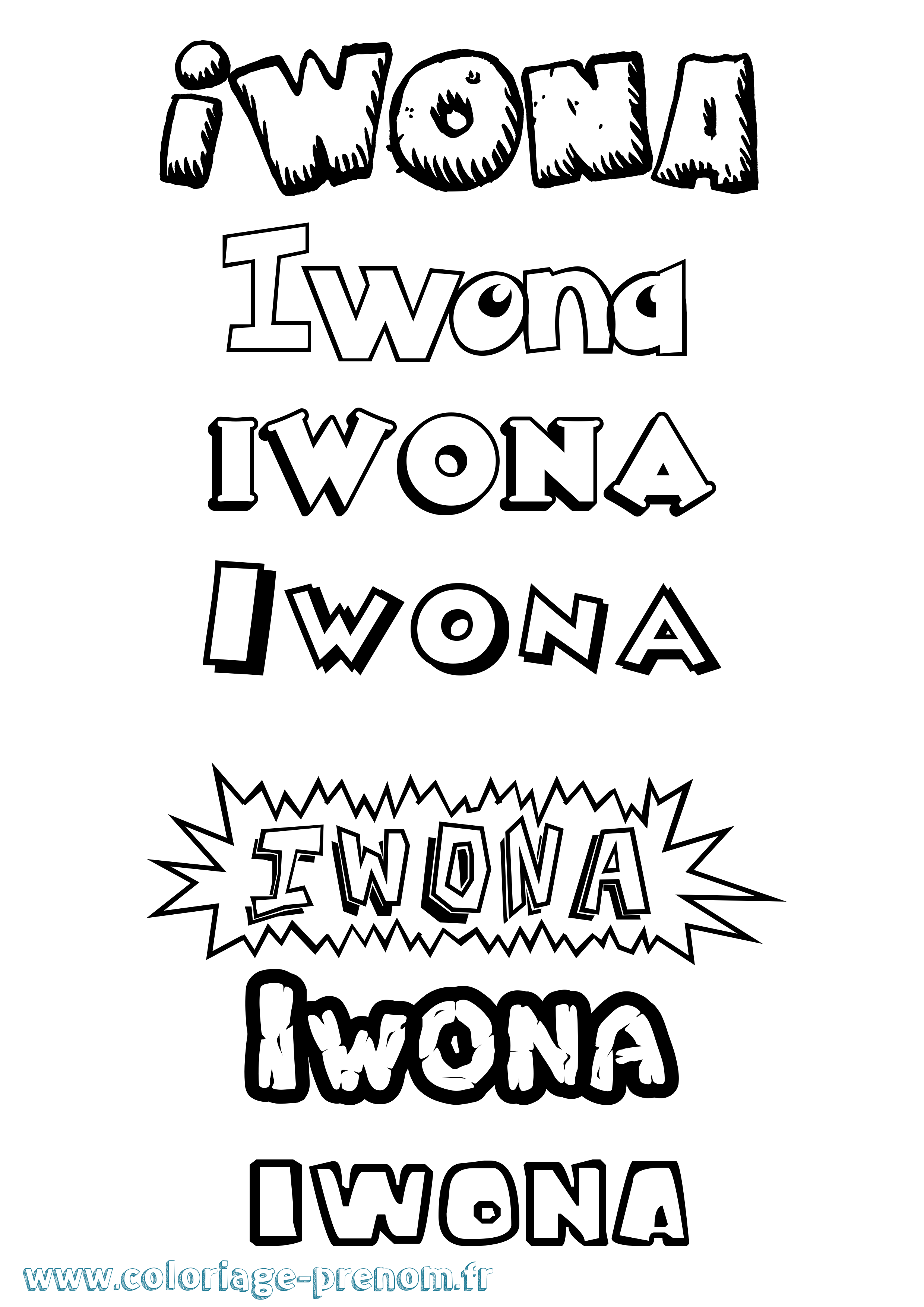 Coloriage Iwona Dessin Animé Coloriage prénom Iwona Dessin Animé