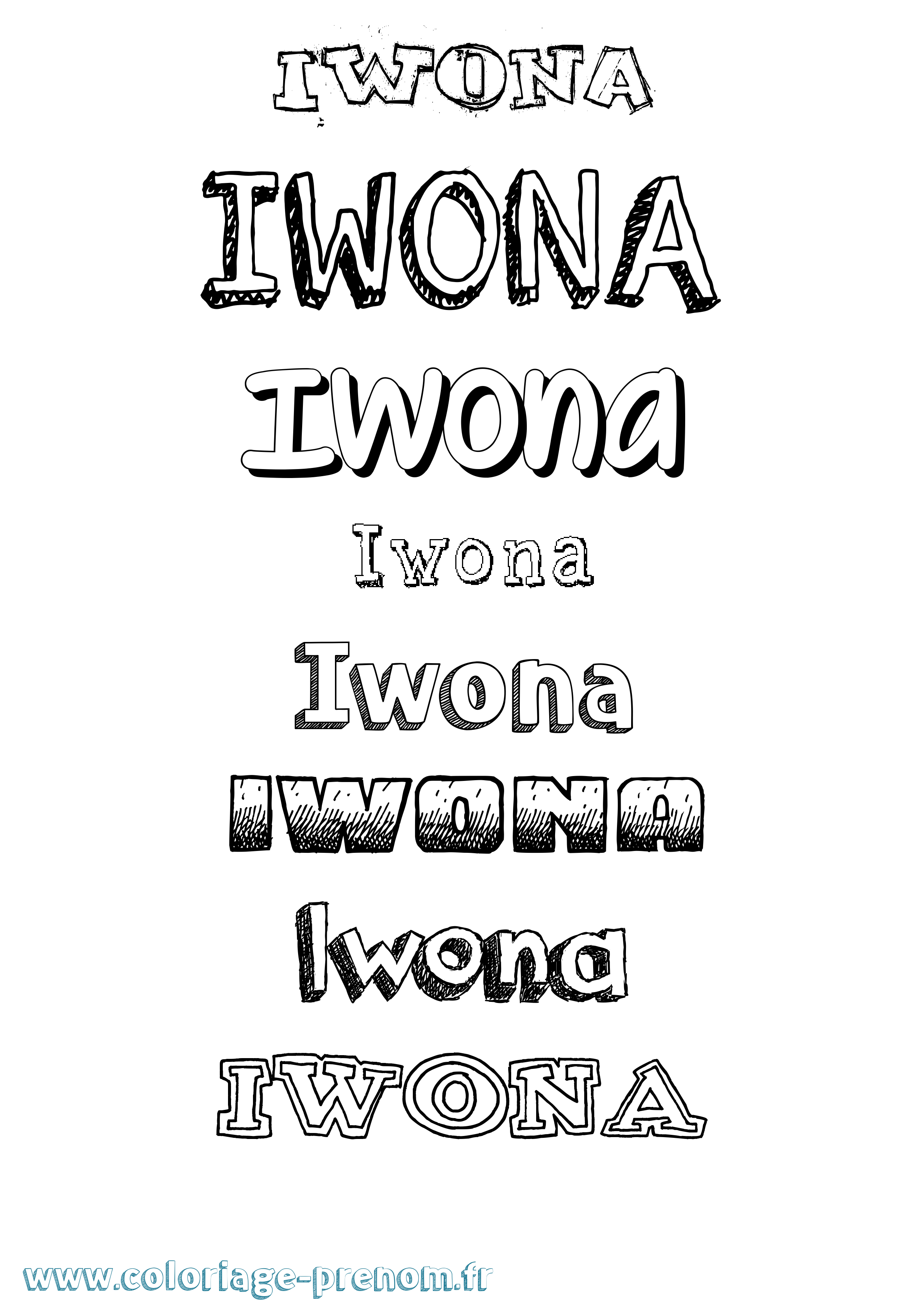 Coloriage prénom Iwona Dessiné