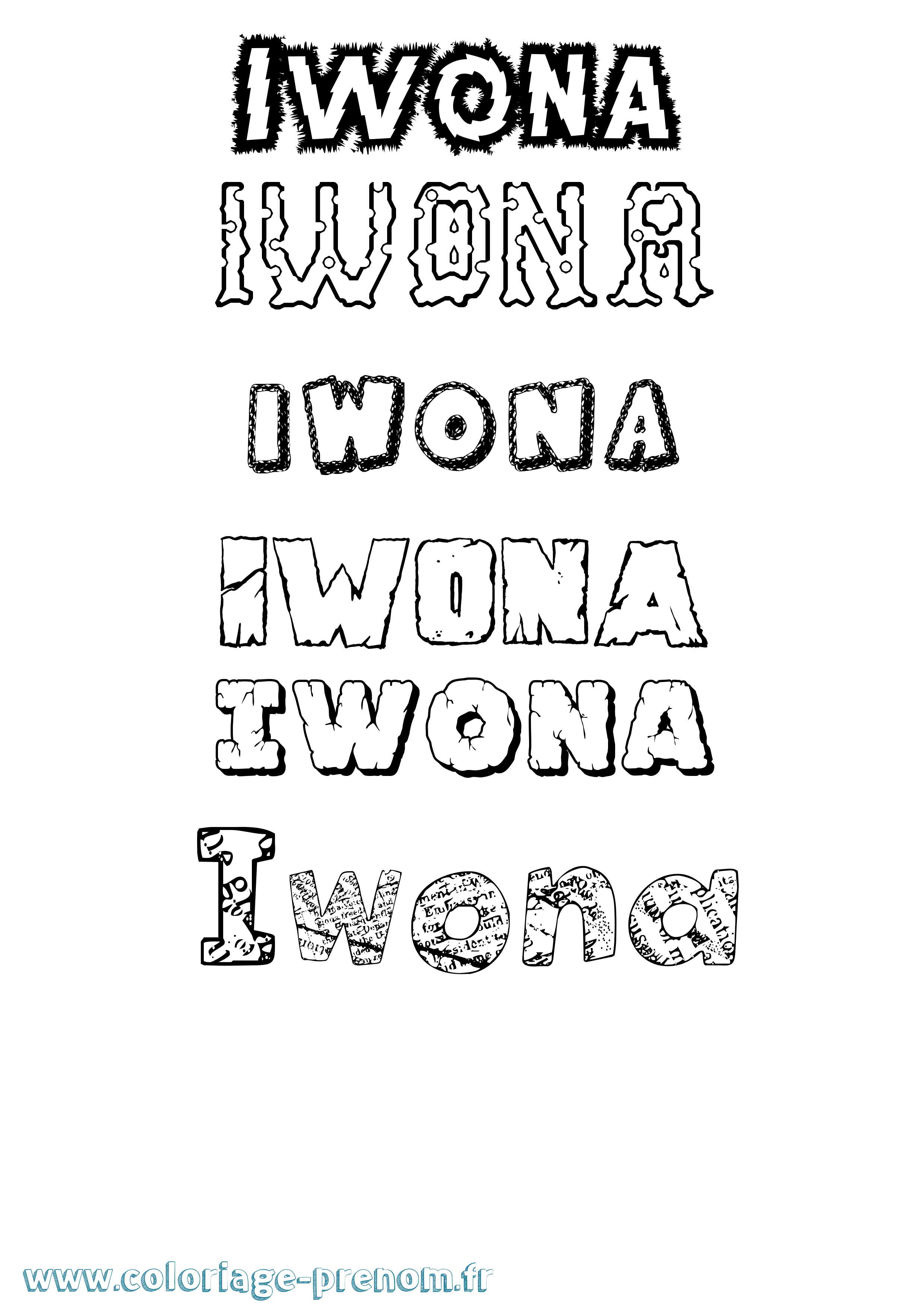 Coloriage Iwona Destructuré Coloriage prénom Iwona Destructuré