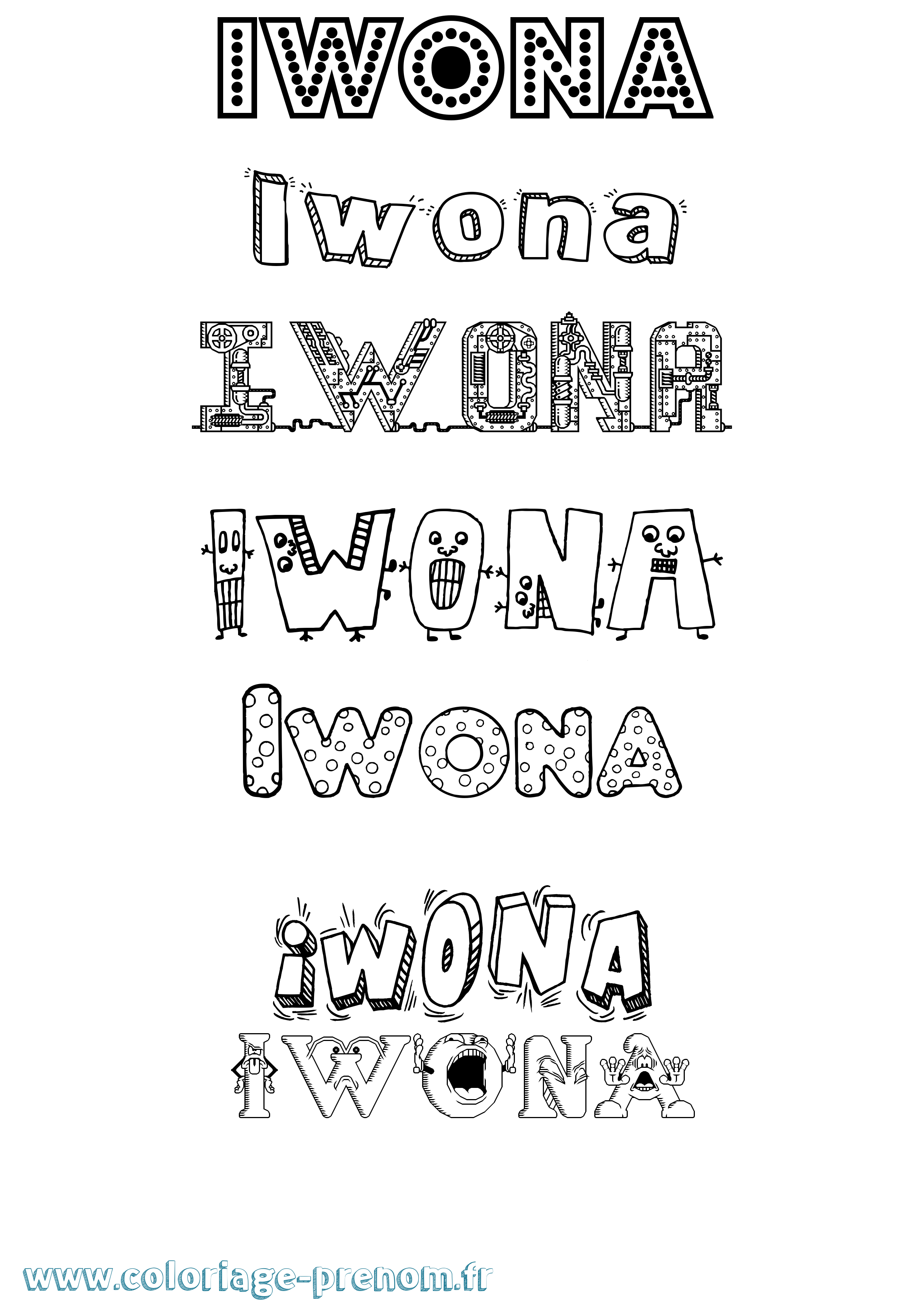 Coloriage Iwona Fun Coloriage prénom Iwona Fun