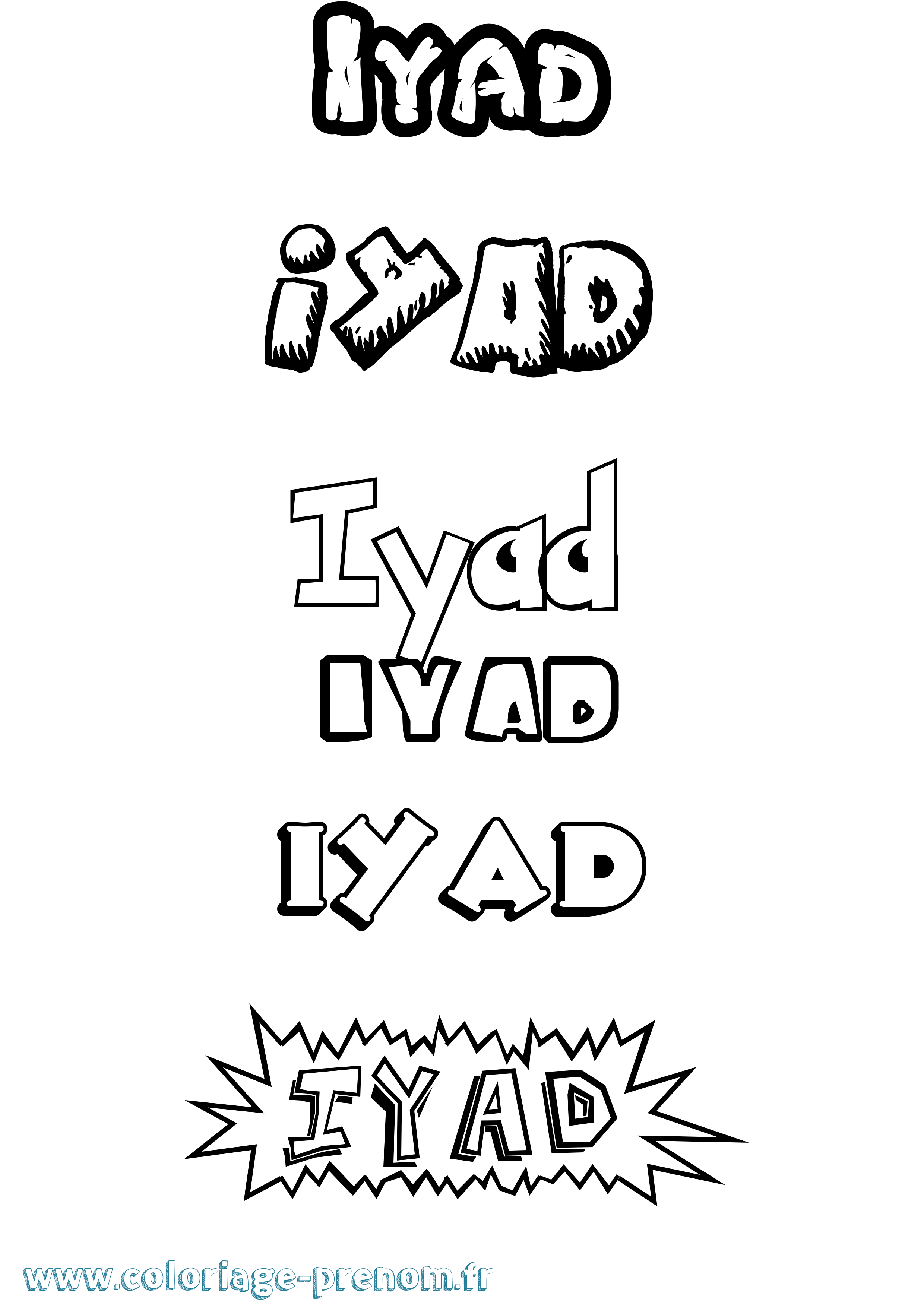 Coloriage prénom Iyad