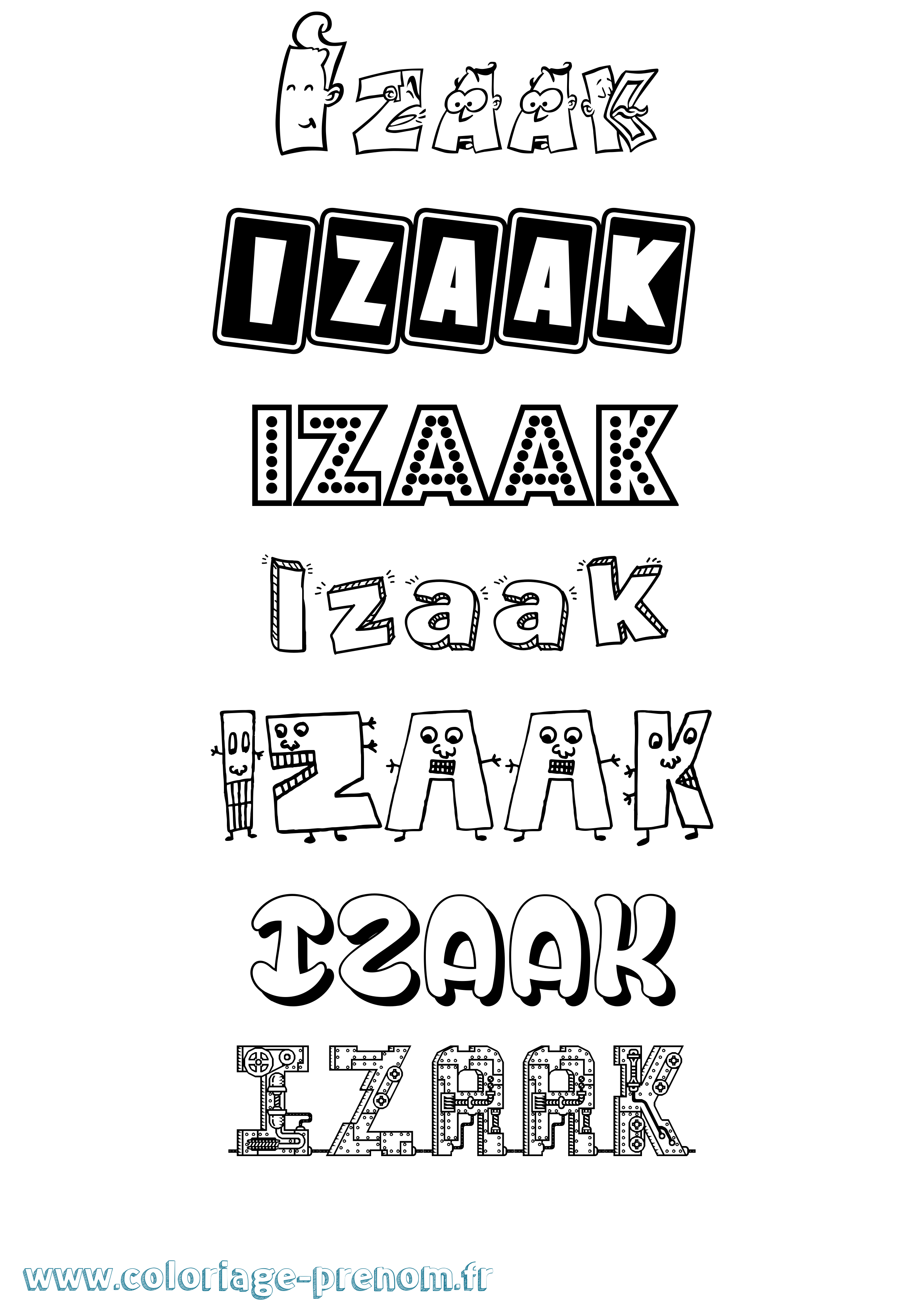 Coloriage prénom Izaak Fun