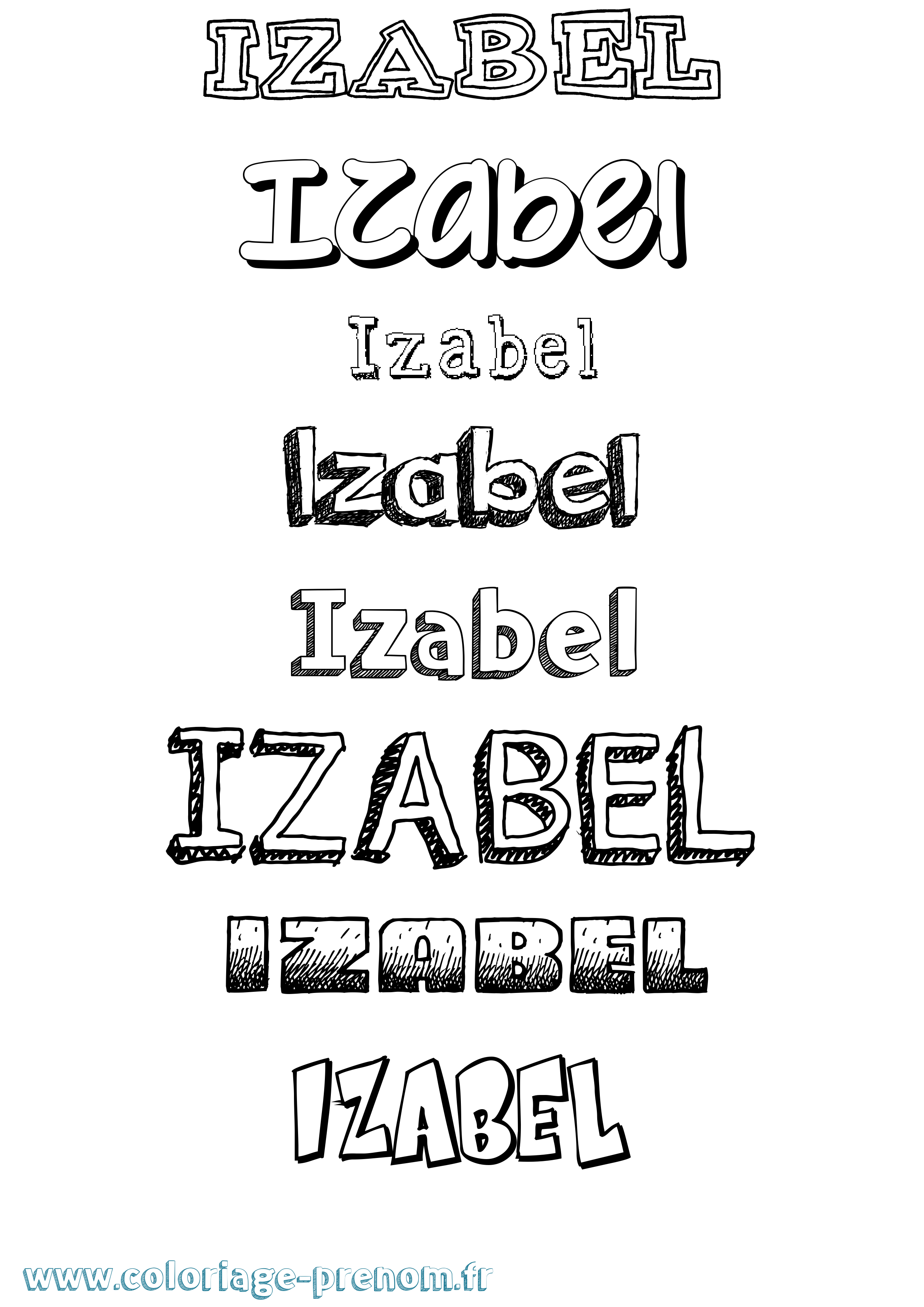 Coloriage prénom Izabel Dessiné