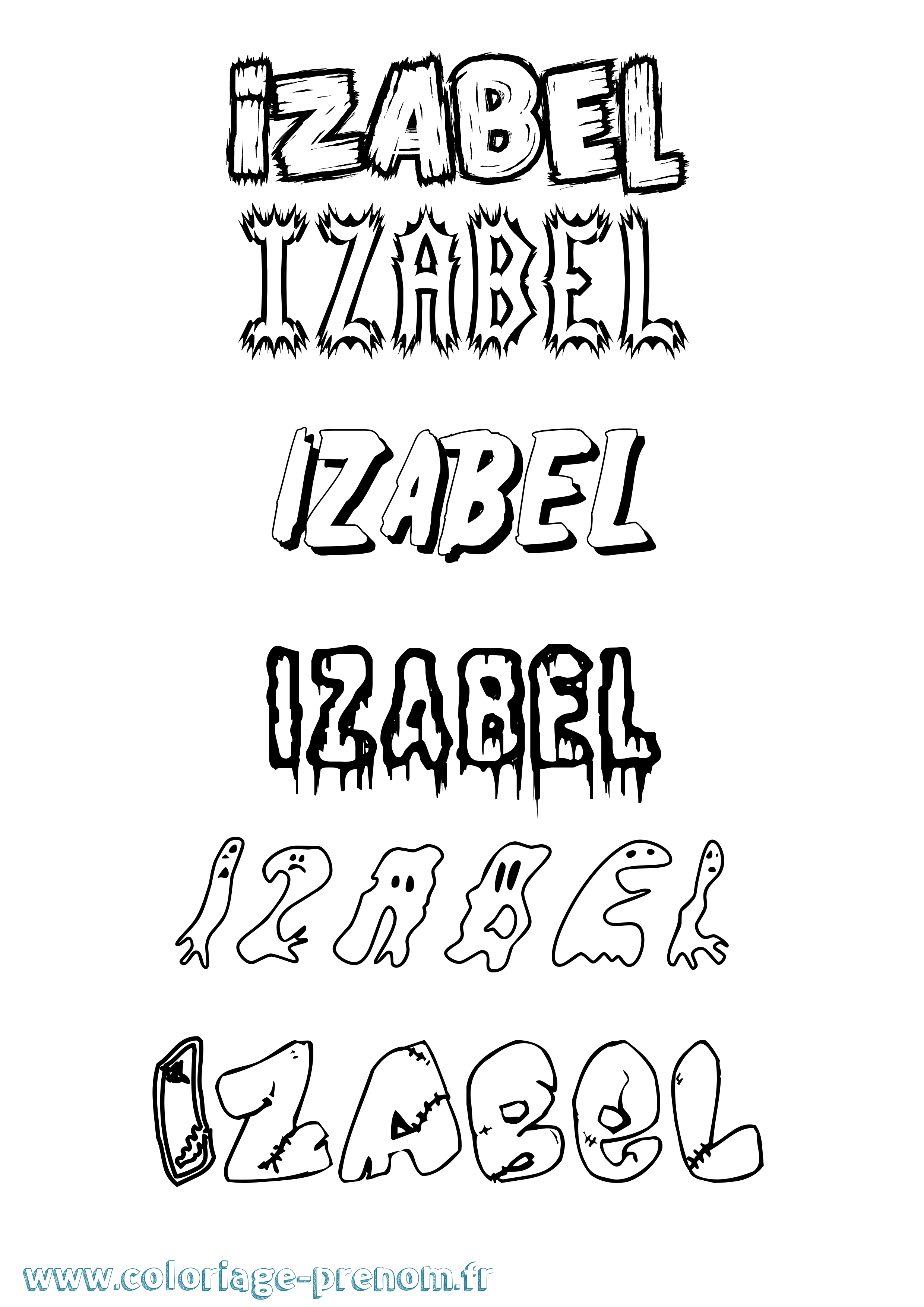 Coloriage prénom Izabel Frisson
