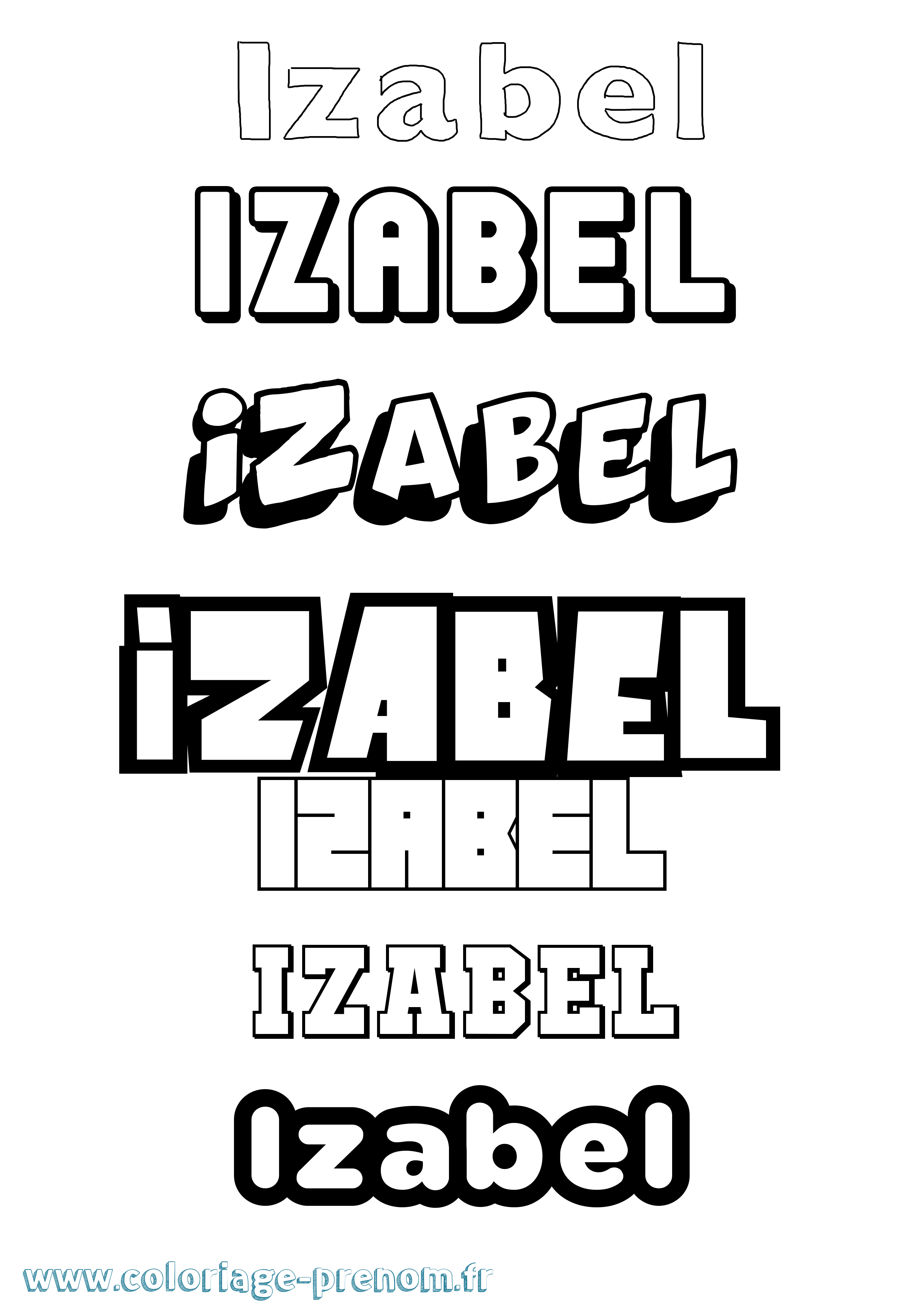 Coloriage prénom Izabel Simple