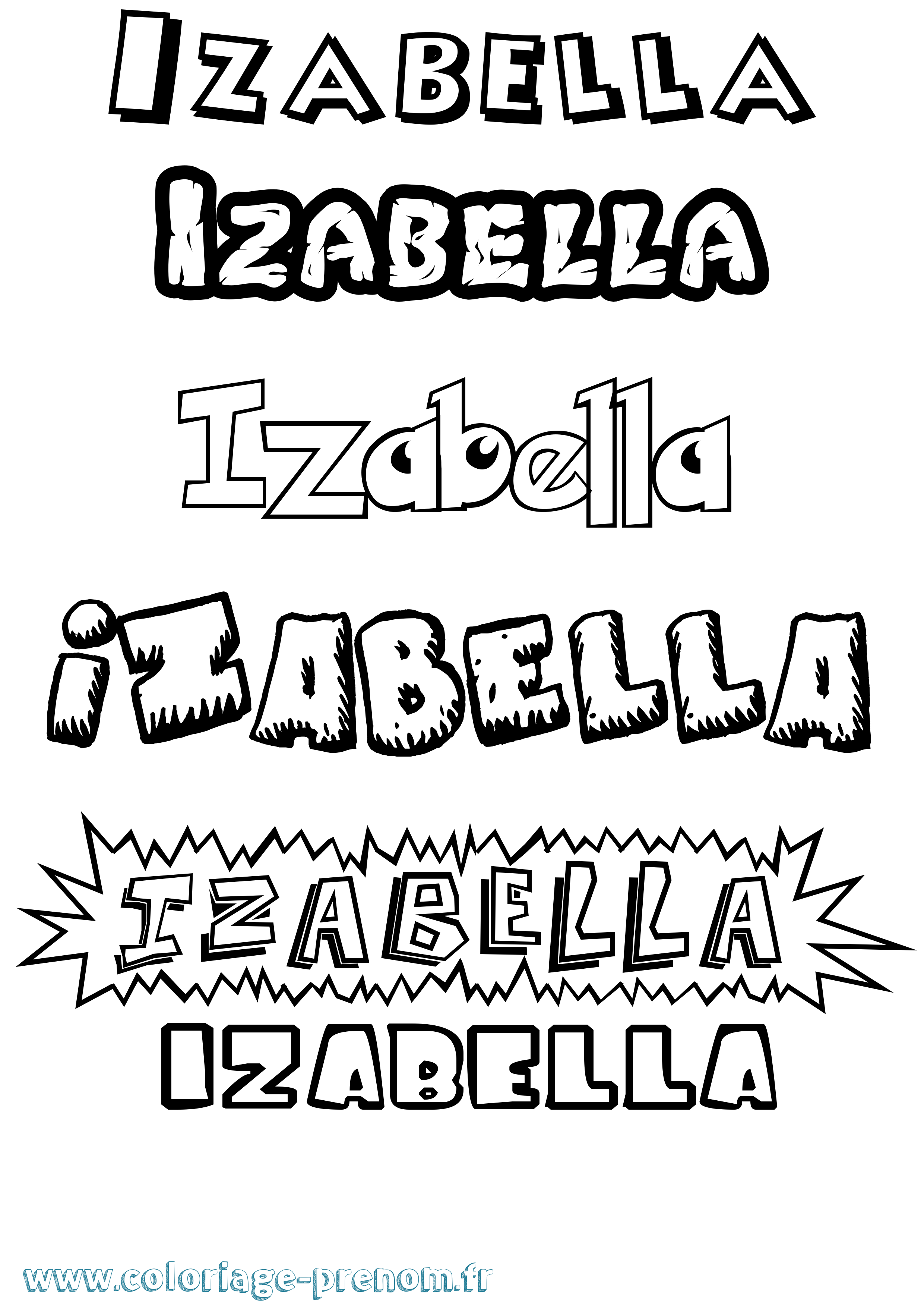 Coloriage Izabella Dessin Animé Coloriage prénom Izabella Dessin Animé