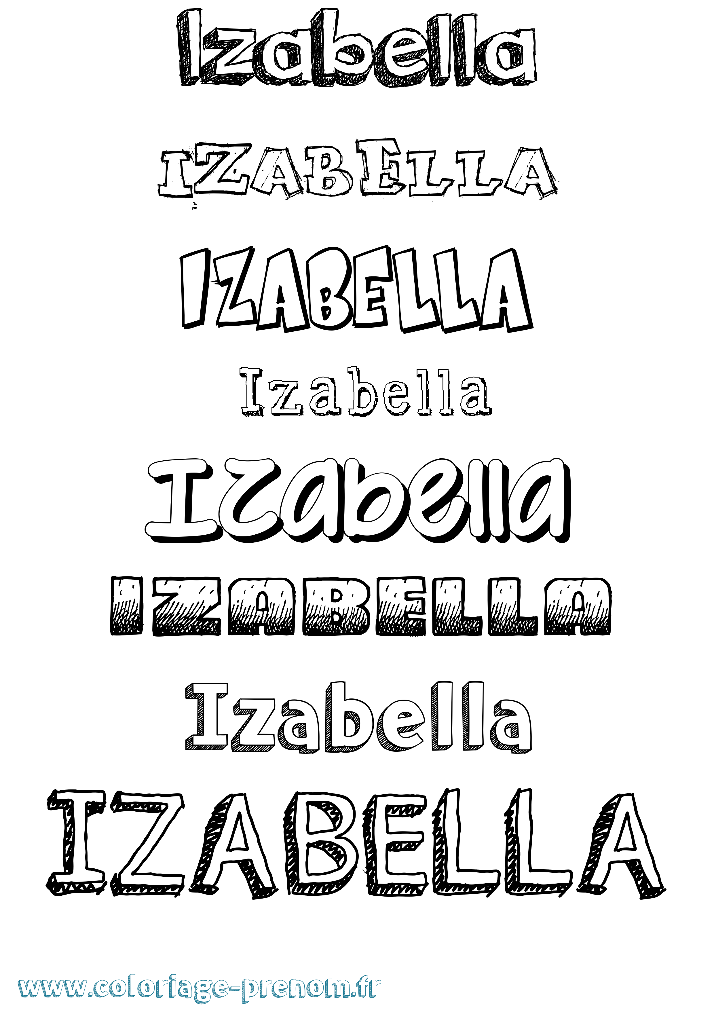 Coloriage prénom Izabella Dessiné
