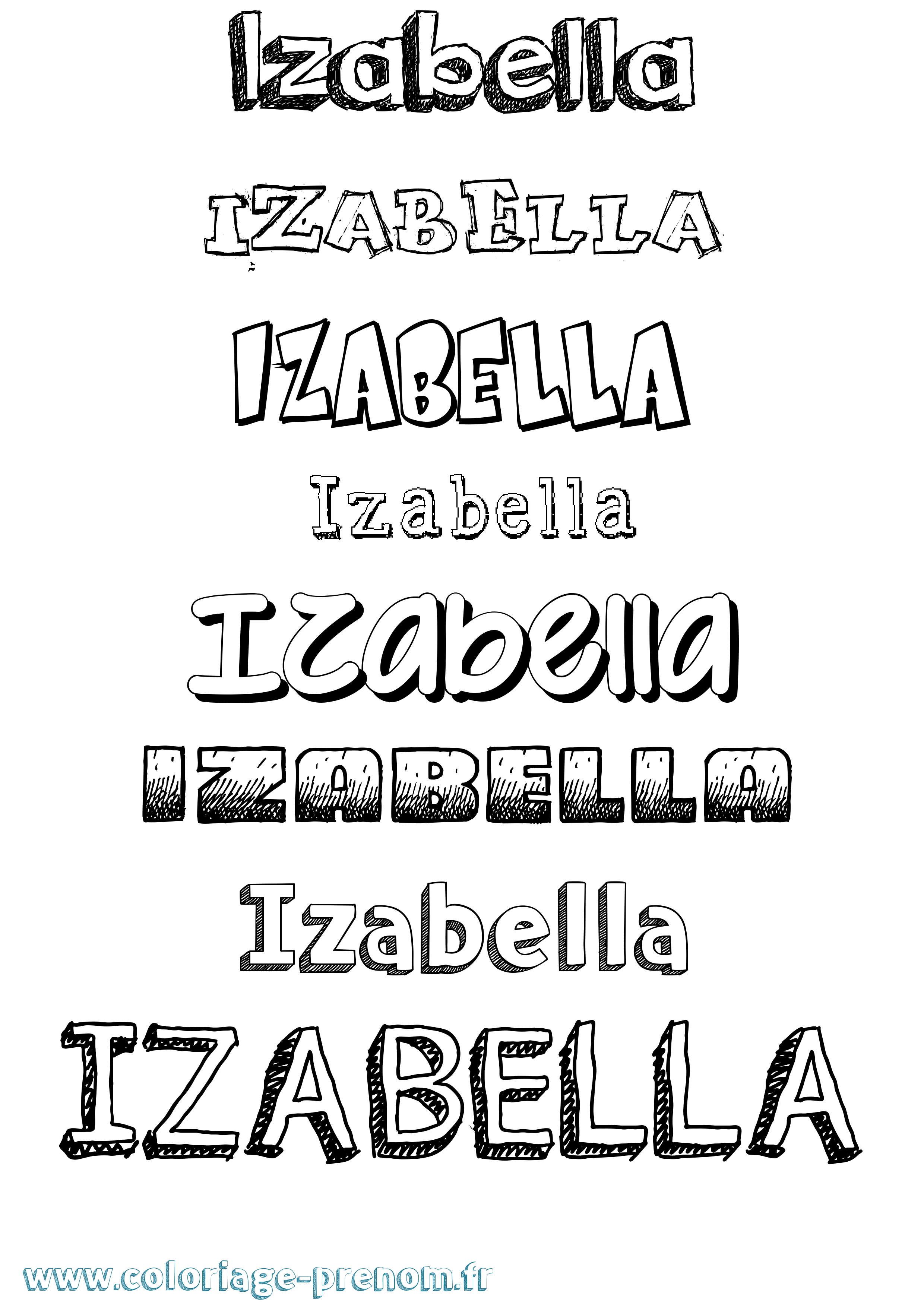 Coloriage Izabella Dessiné Coloriage prénom Izabella Dessiné