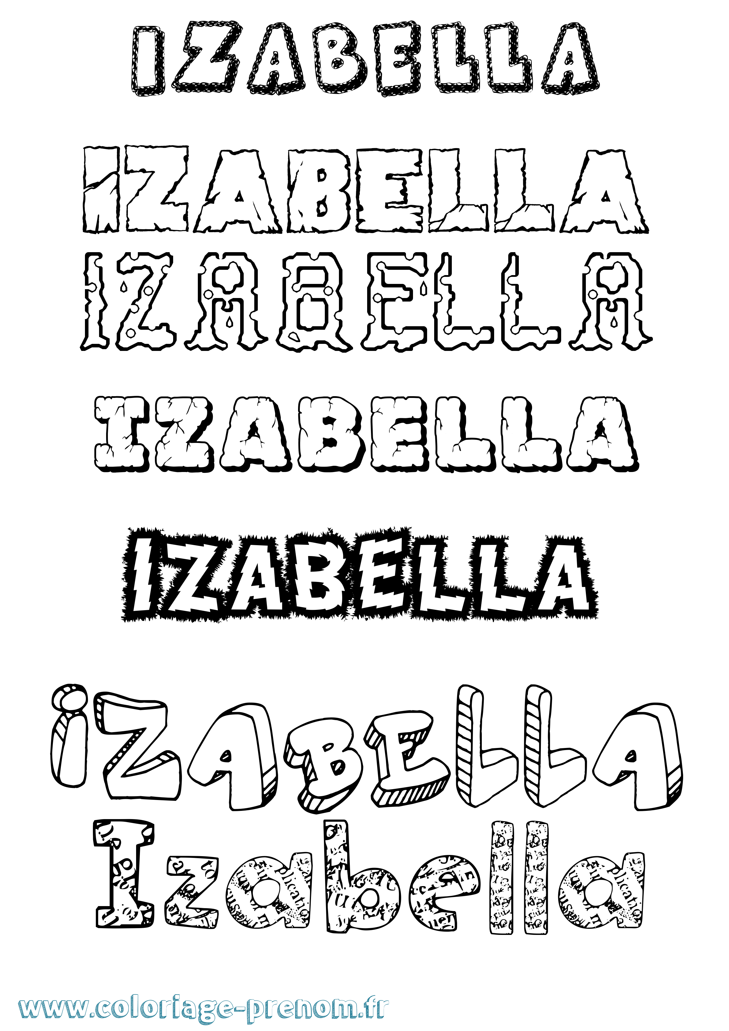 Coloriage Izabella Destructuré Coloriage prénom Izabella Destructuré