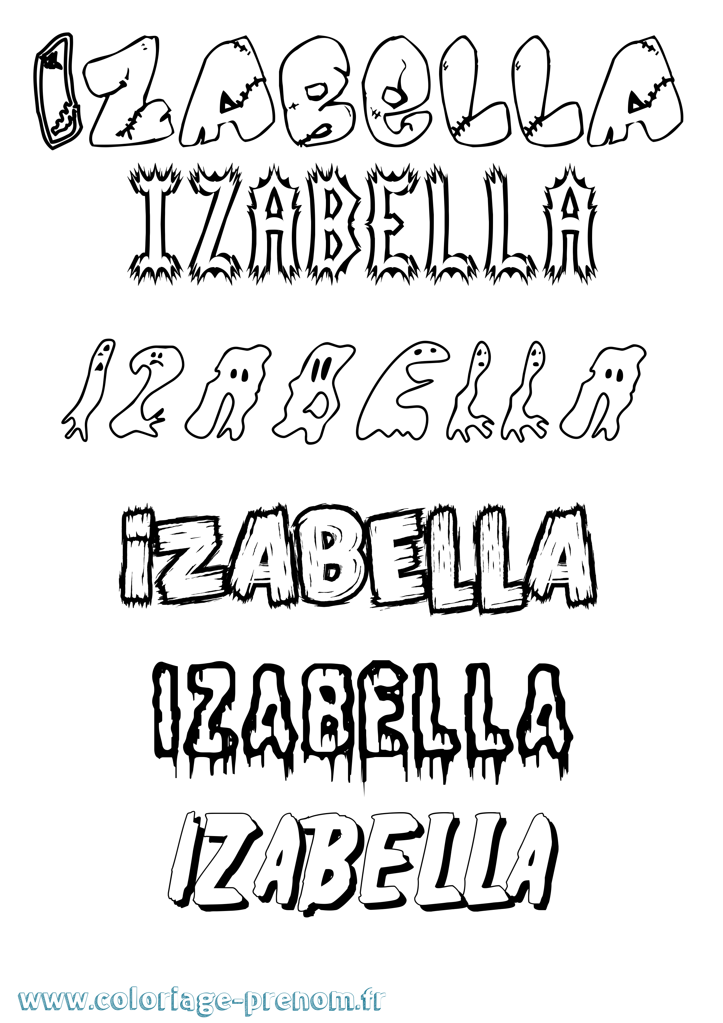 Coloriage prénom Izabella Frisson