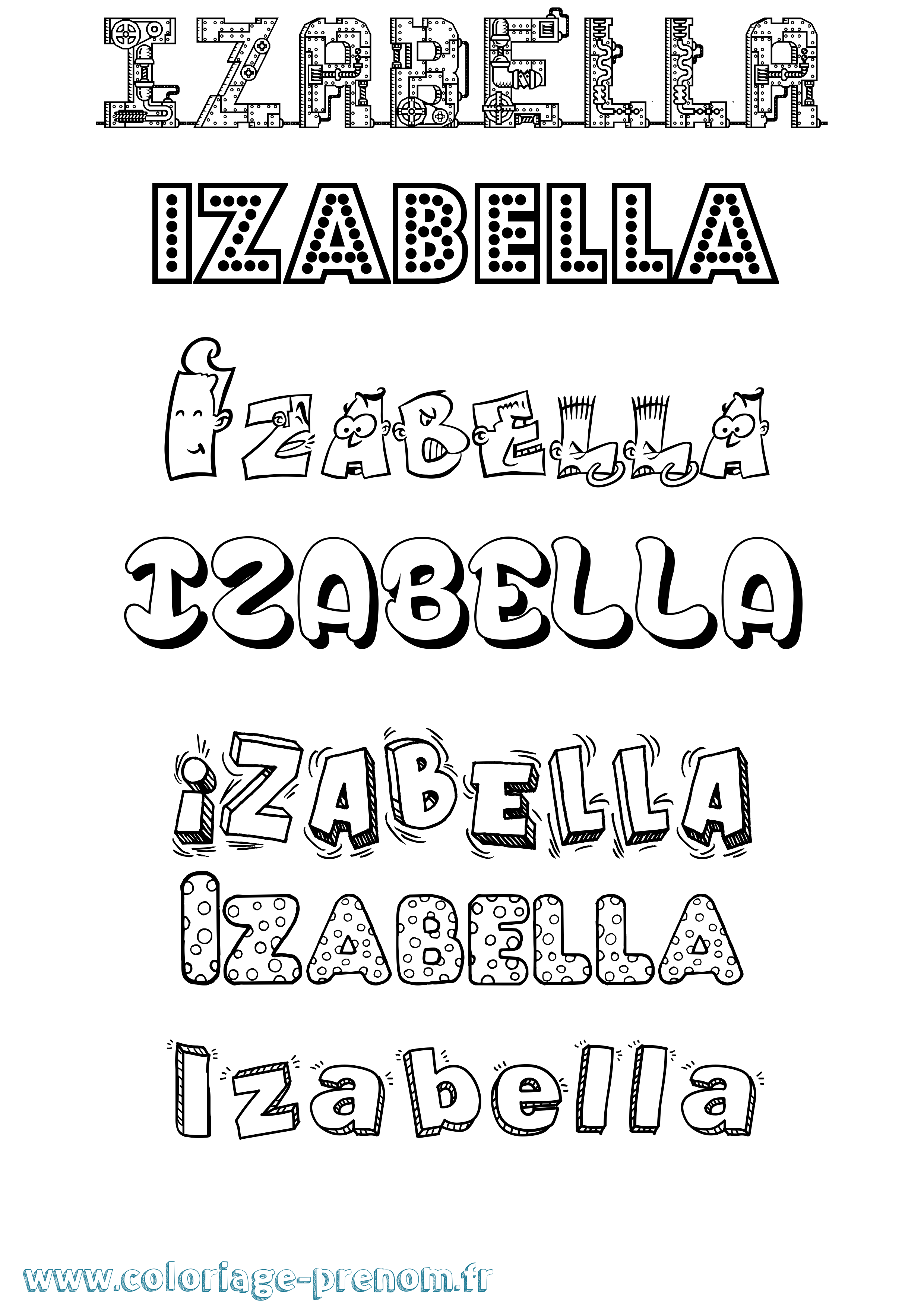 Coloriage prénom Izabella Fun
