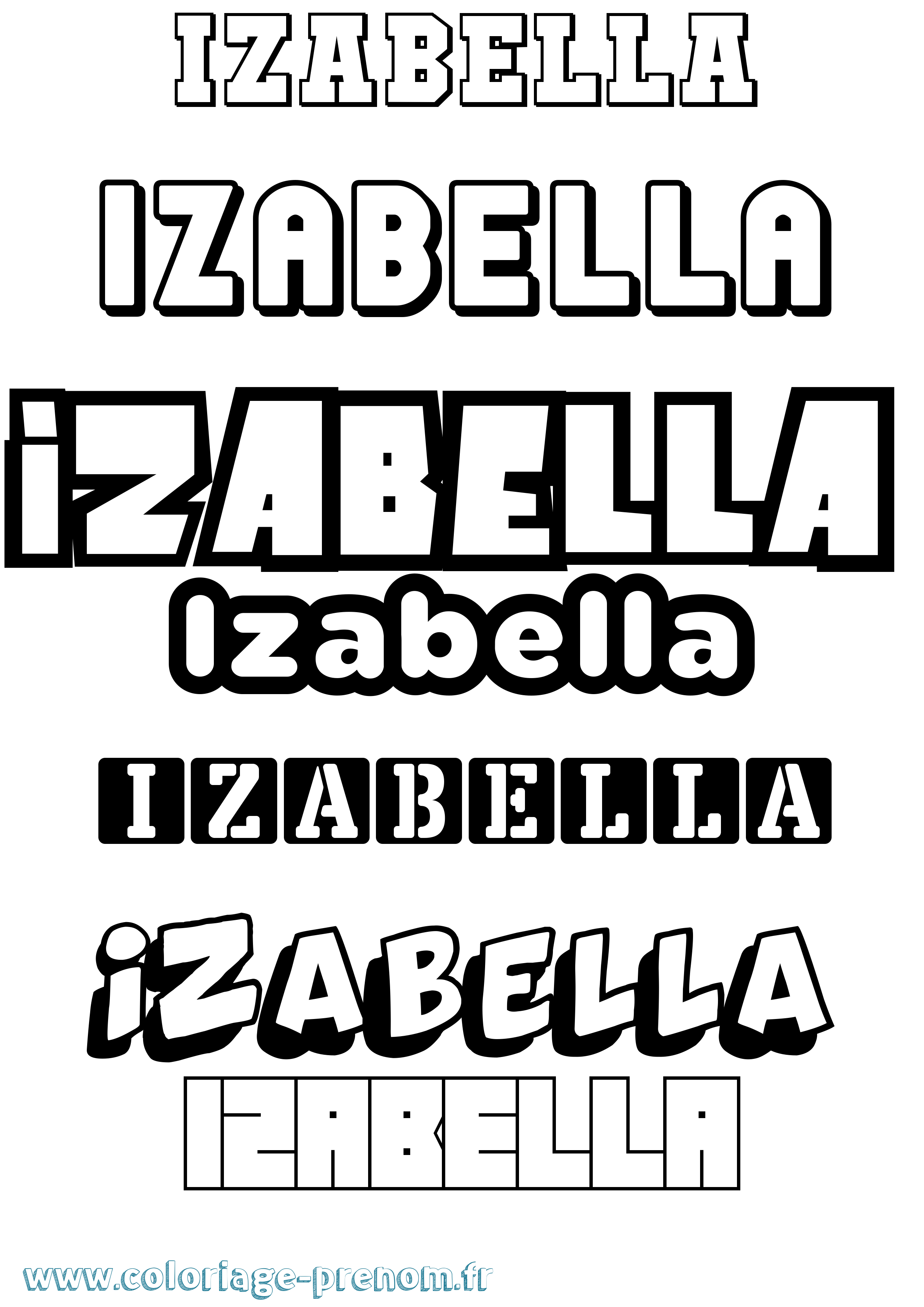 Coloriage Izabella Simple Coloriage prénom Izabella Simple