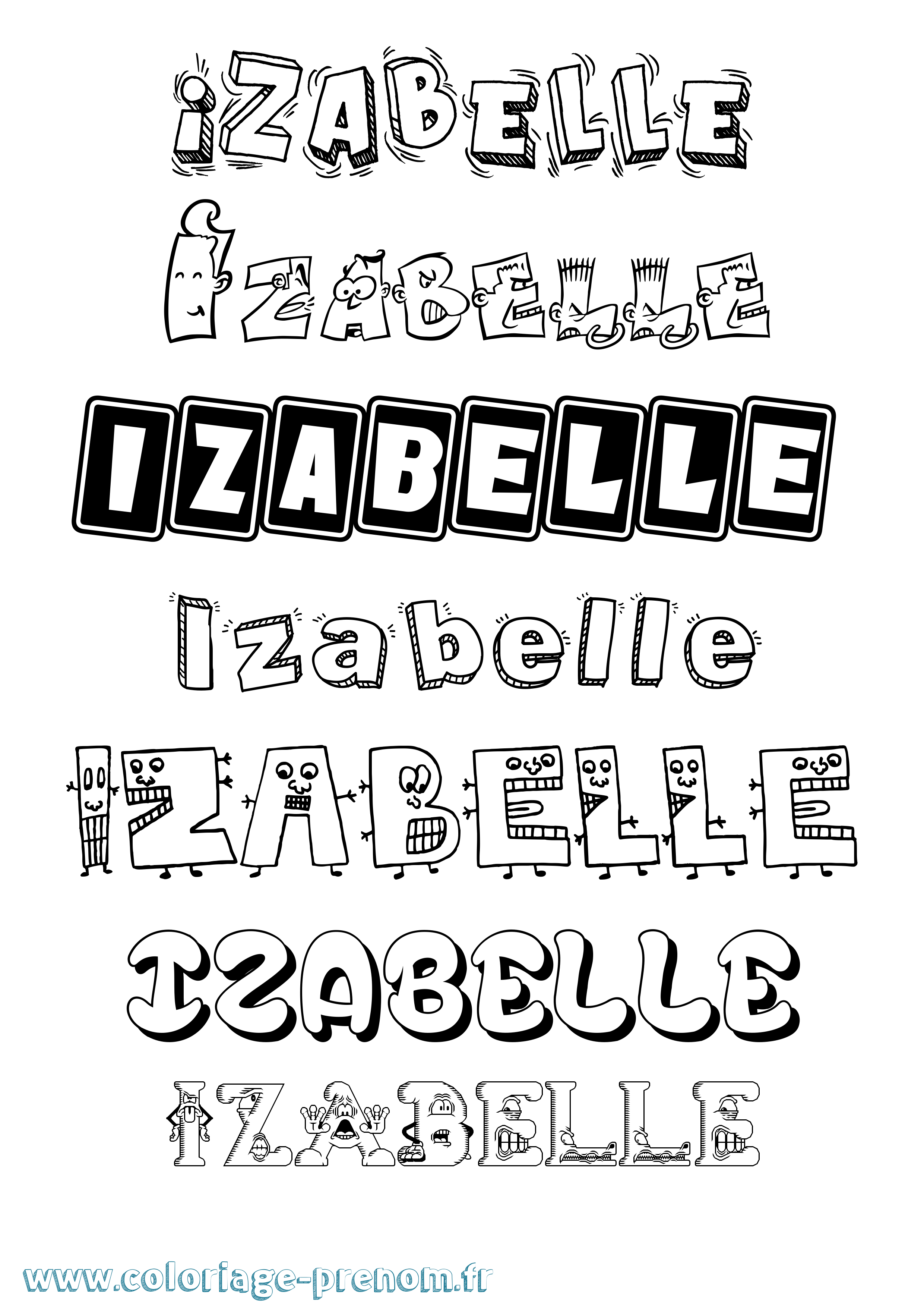 Coloriage prénom Izabelle Fun