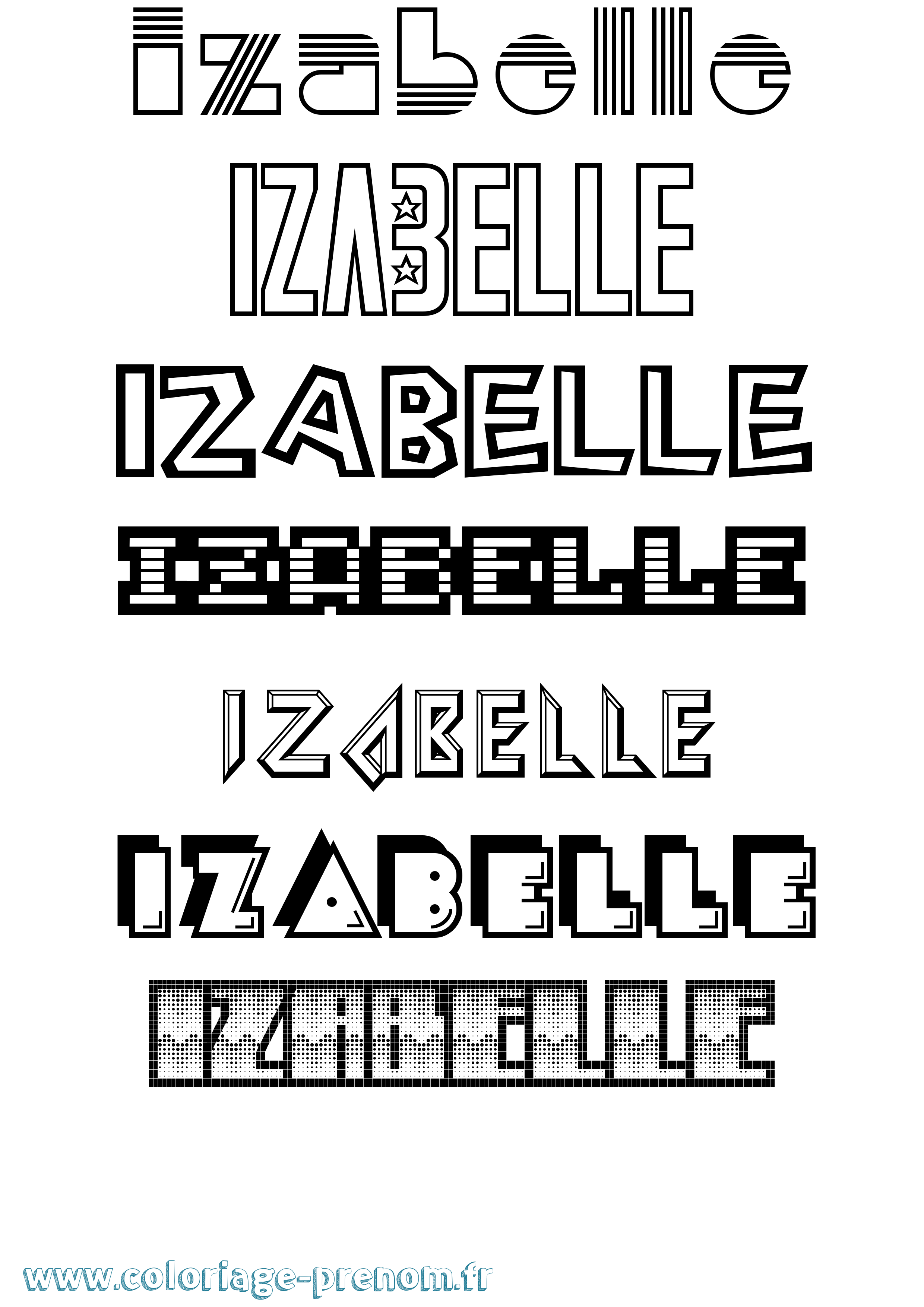 Coloriage prénom Izabelle Jeux Vidéos