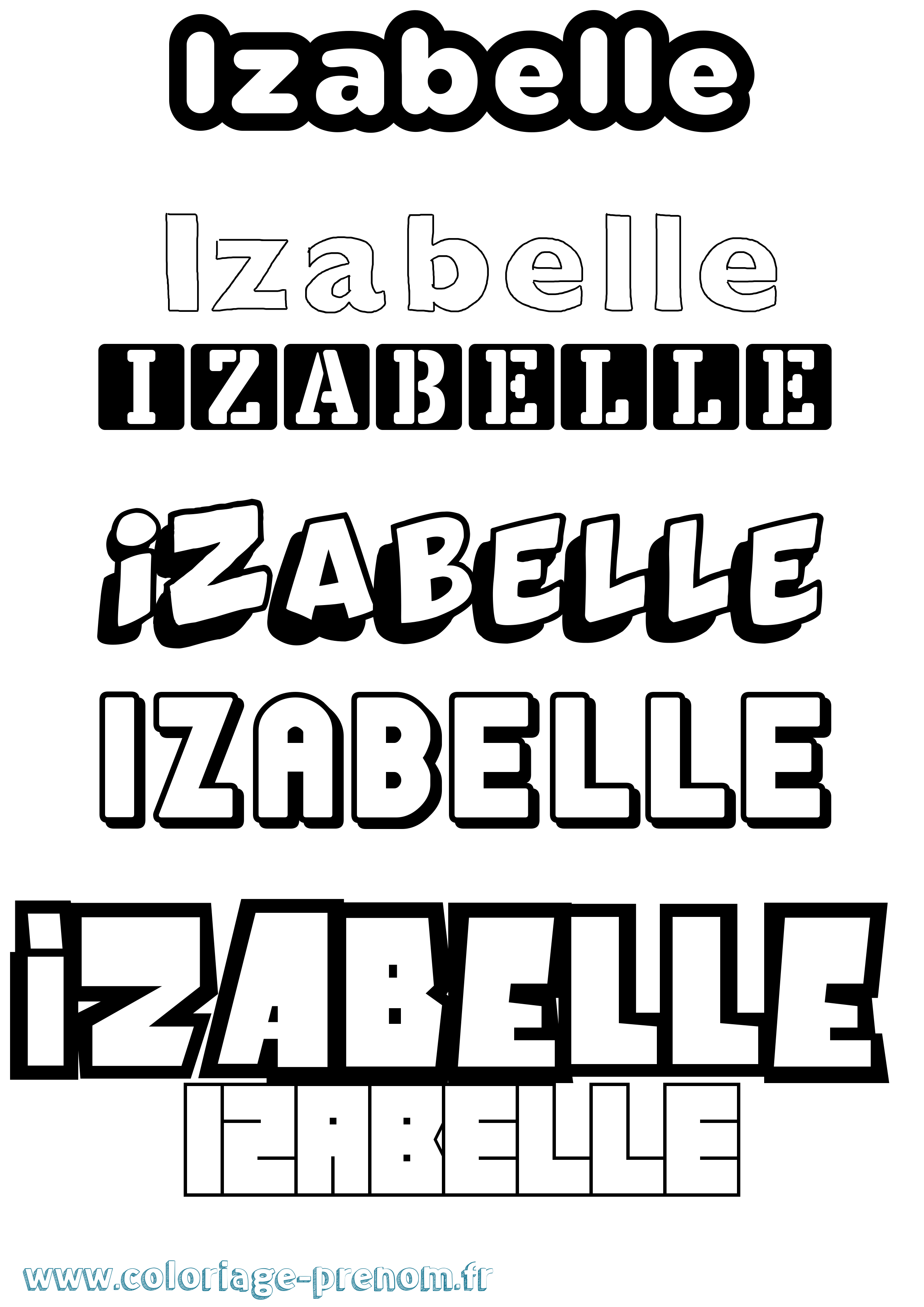 Coloriage prénom Izabelle Simple