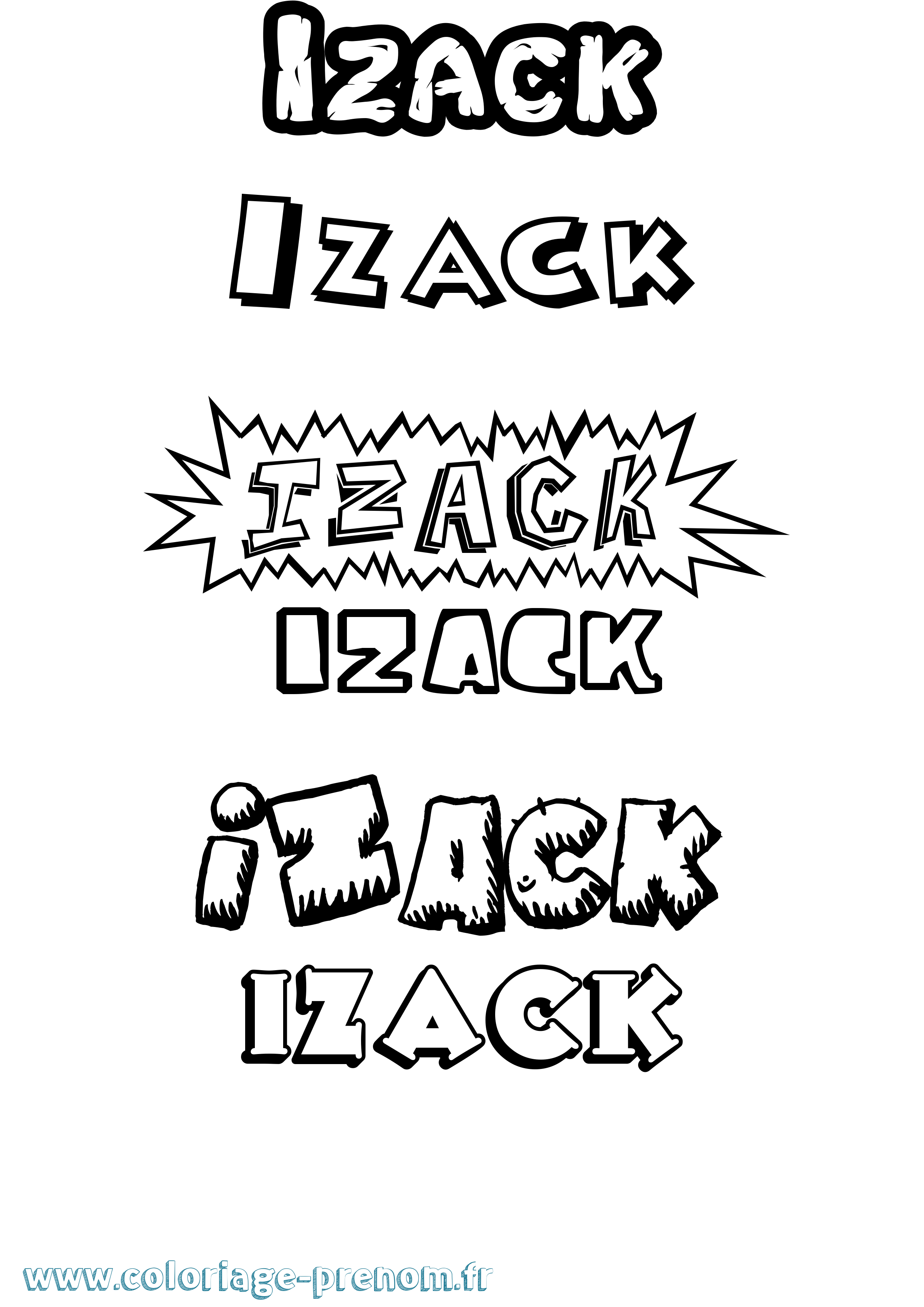 Coloriage Izack Dessin Animé Coloriage prénom Izack Dessin Animé