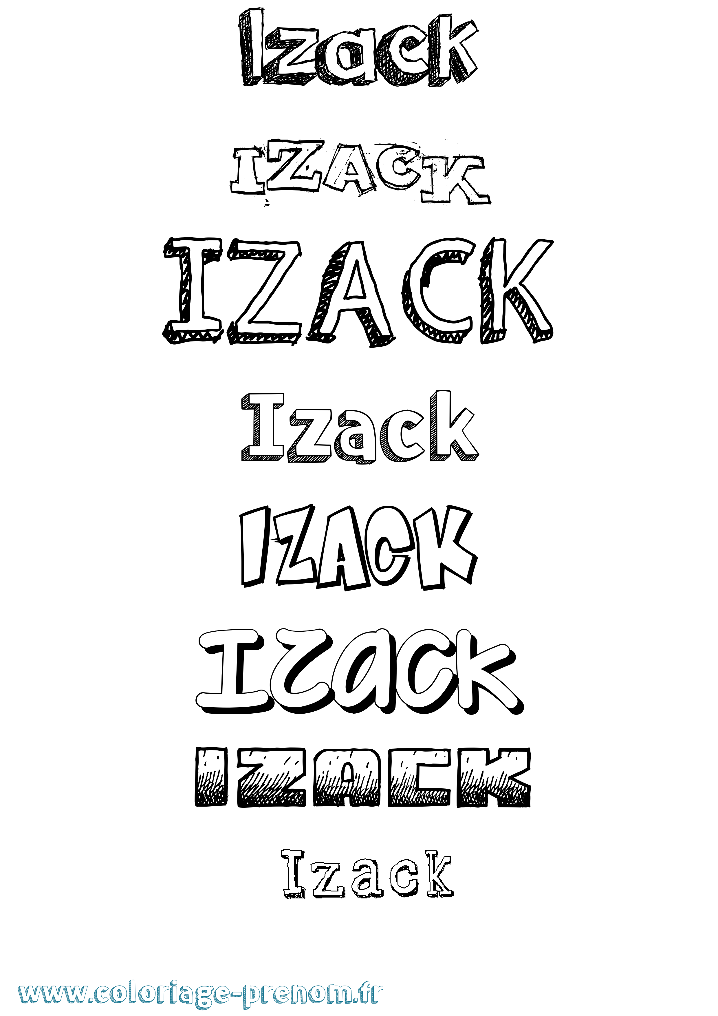Coloriage prénom Izack Dessiné