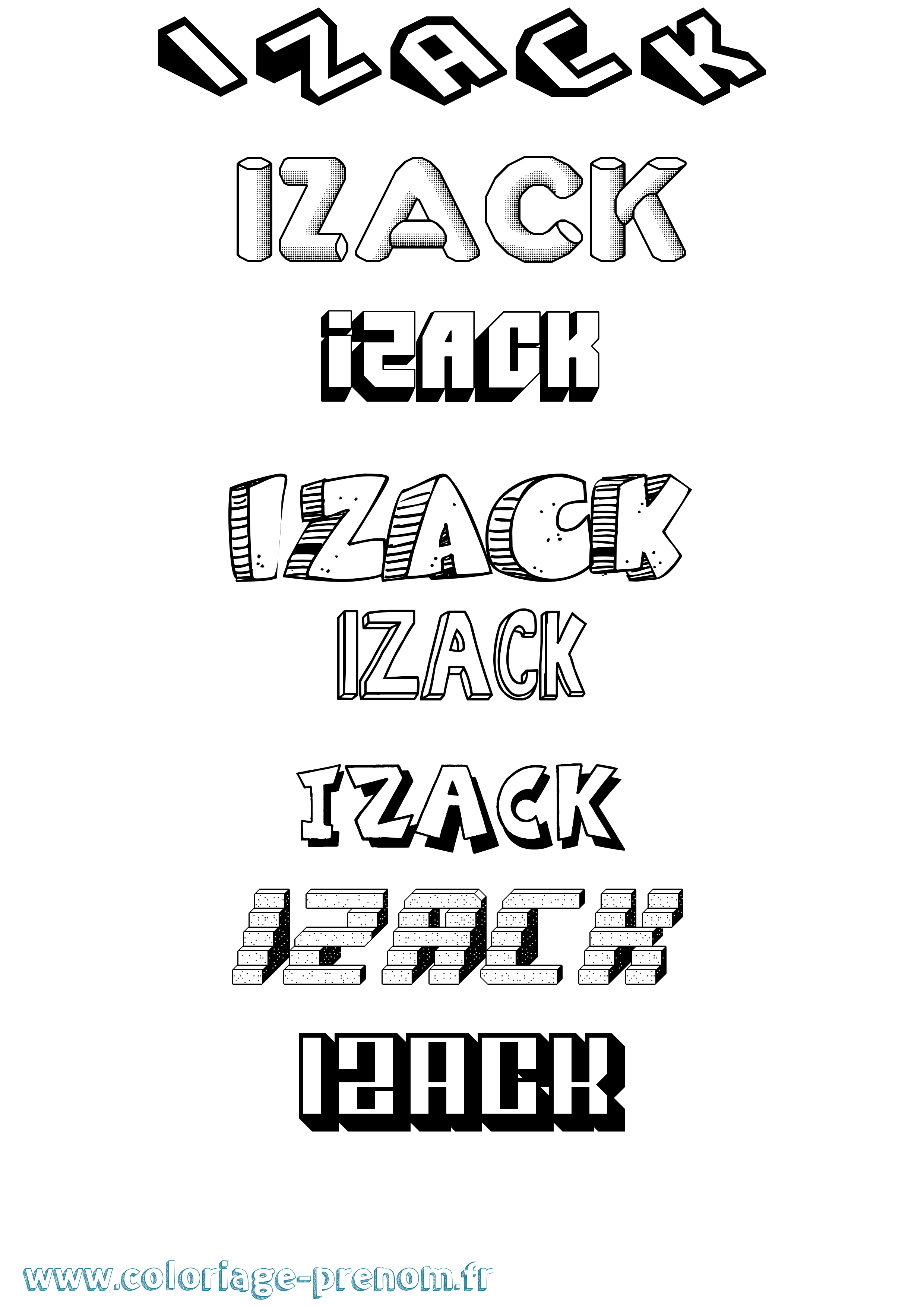 Coloriage Izack Effet 3D Coloriage prénom Izack Effet 3D