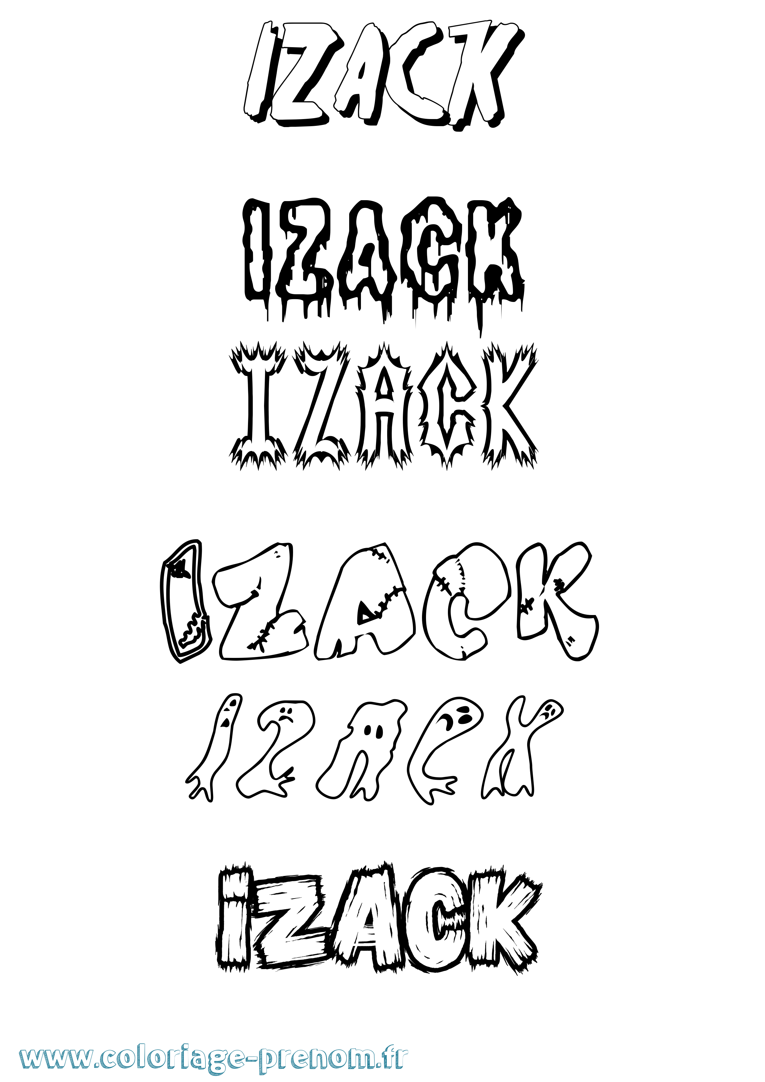 Coloriage prénom Izack Frisson