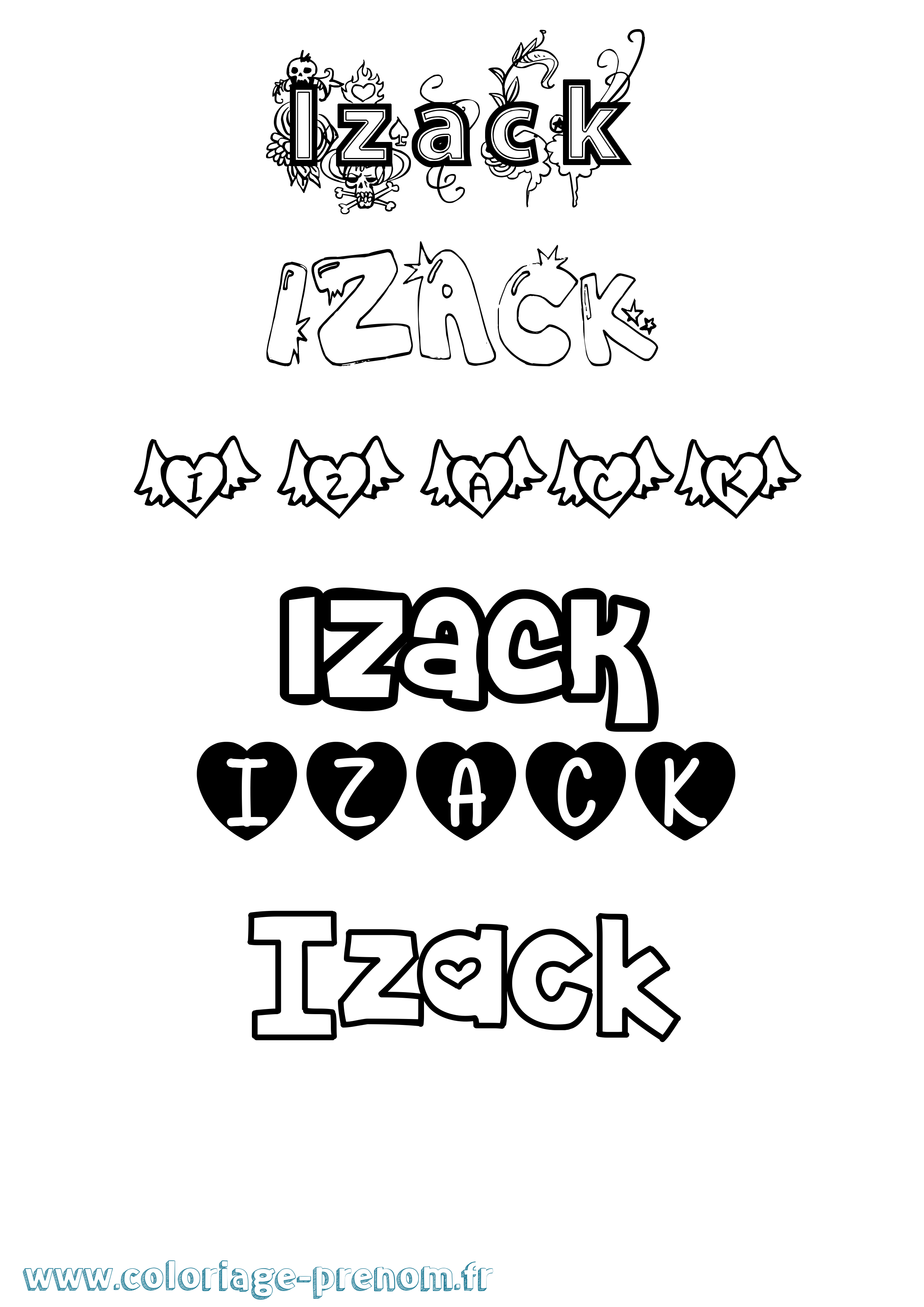 Coloriage Izack Girly Coloriage prénom Izack Girly