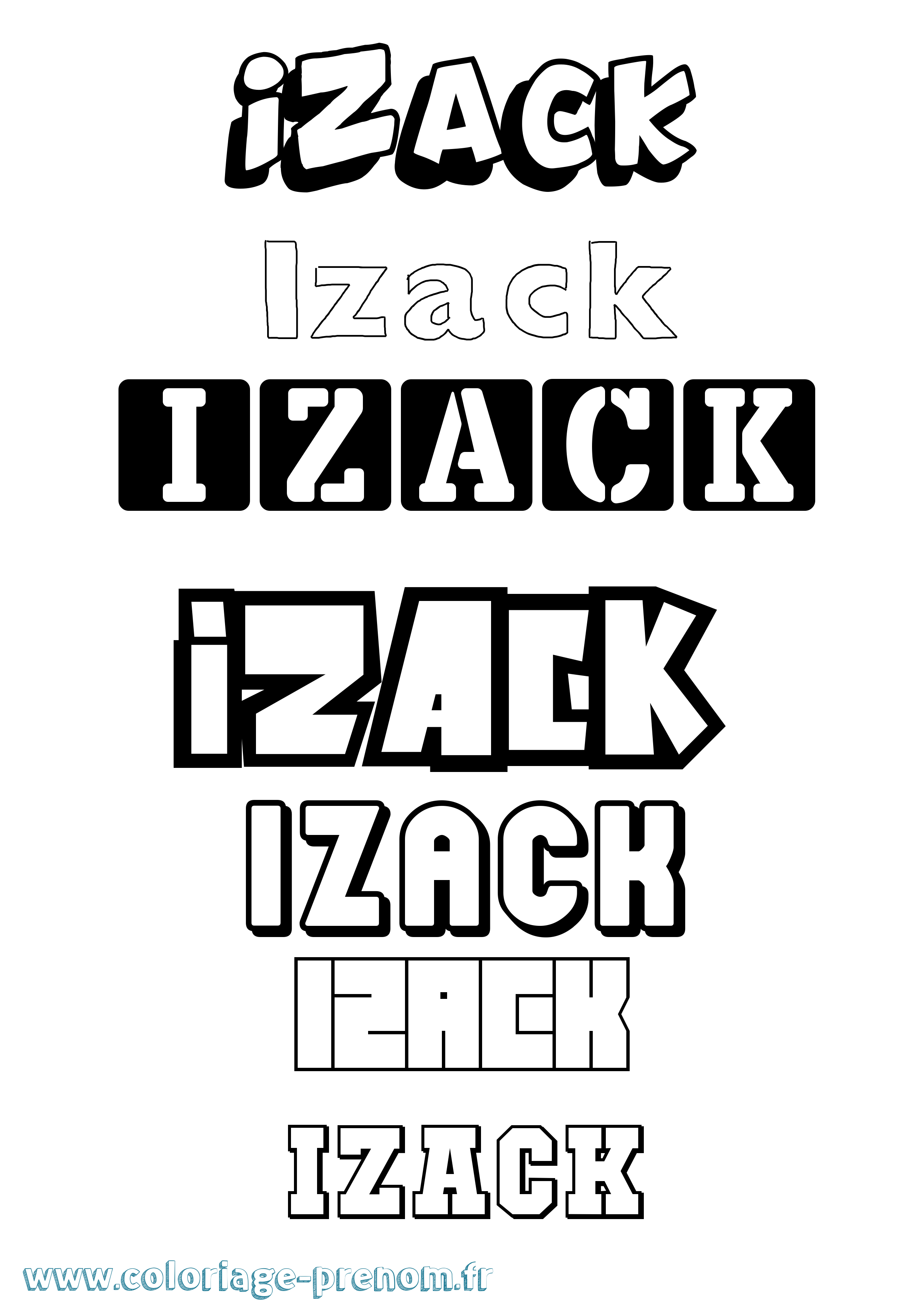 Coloriage prénom Izack Simple