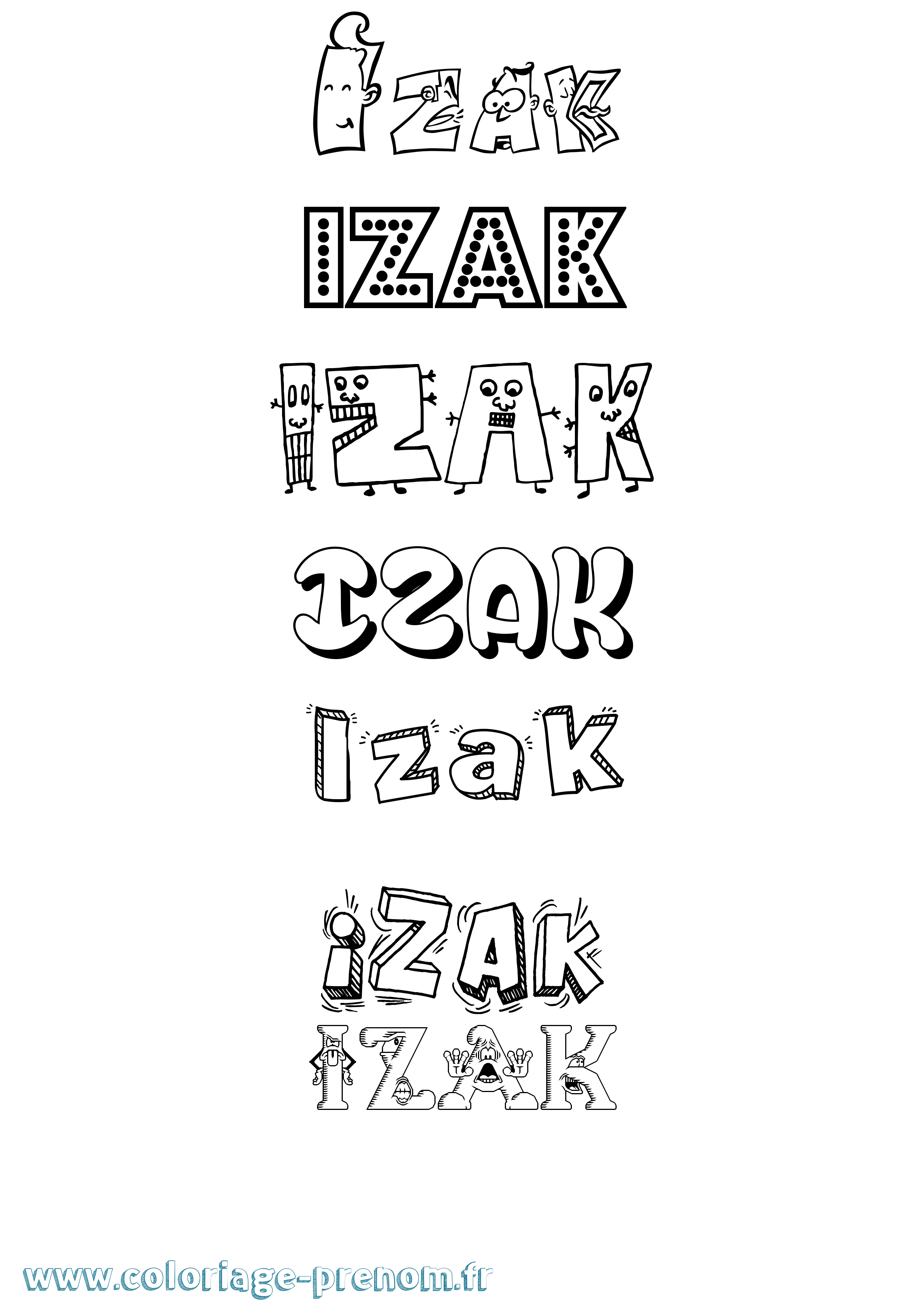 Coloriage prénom Izak Fun