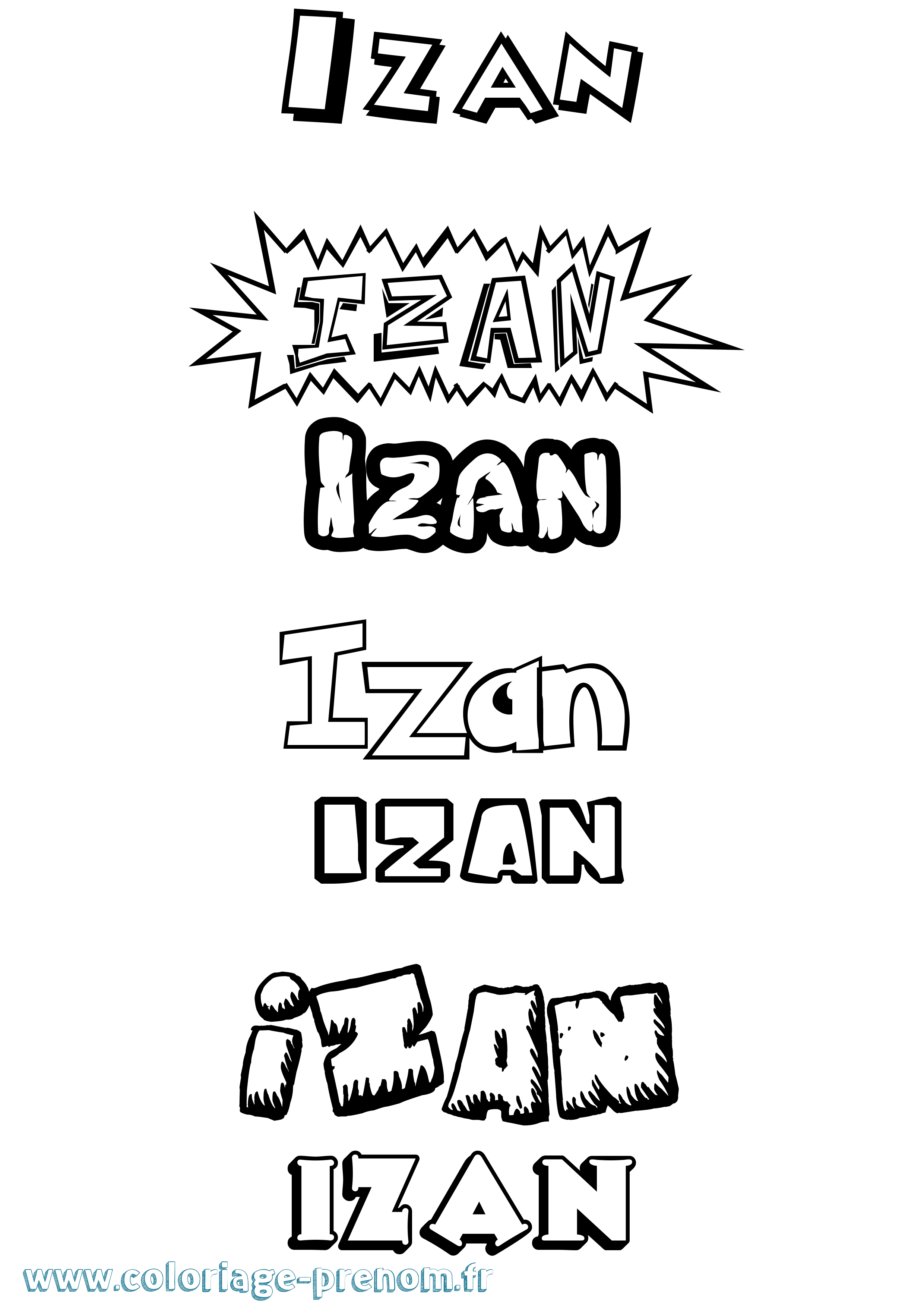 Coloriage prénom Izan Dessin Animé
