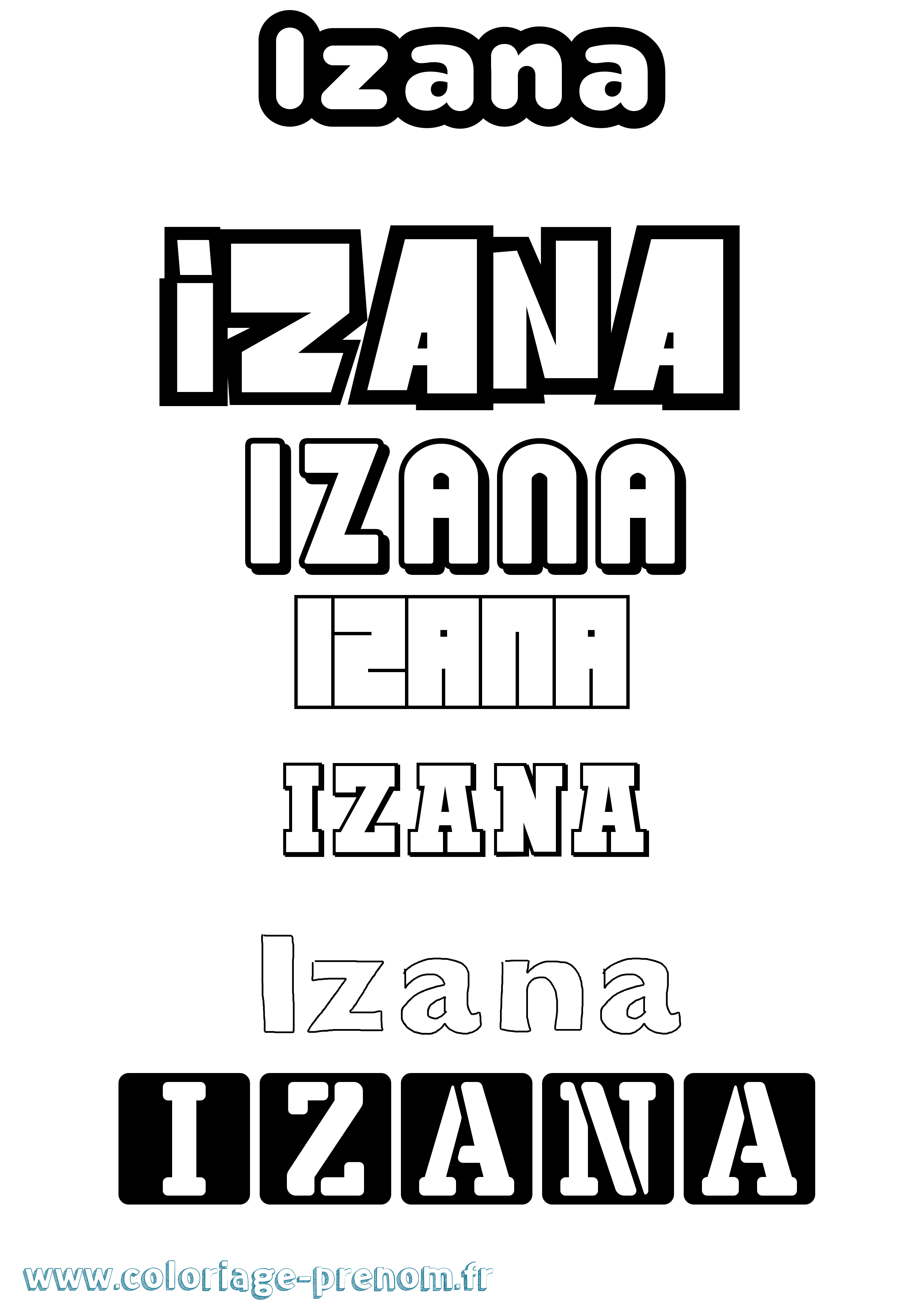 Coloriage prénom Izana Simple