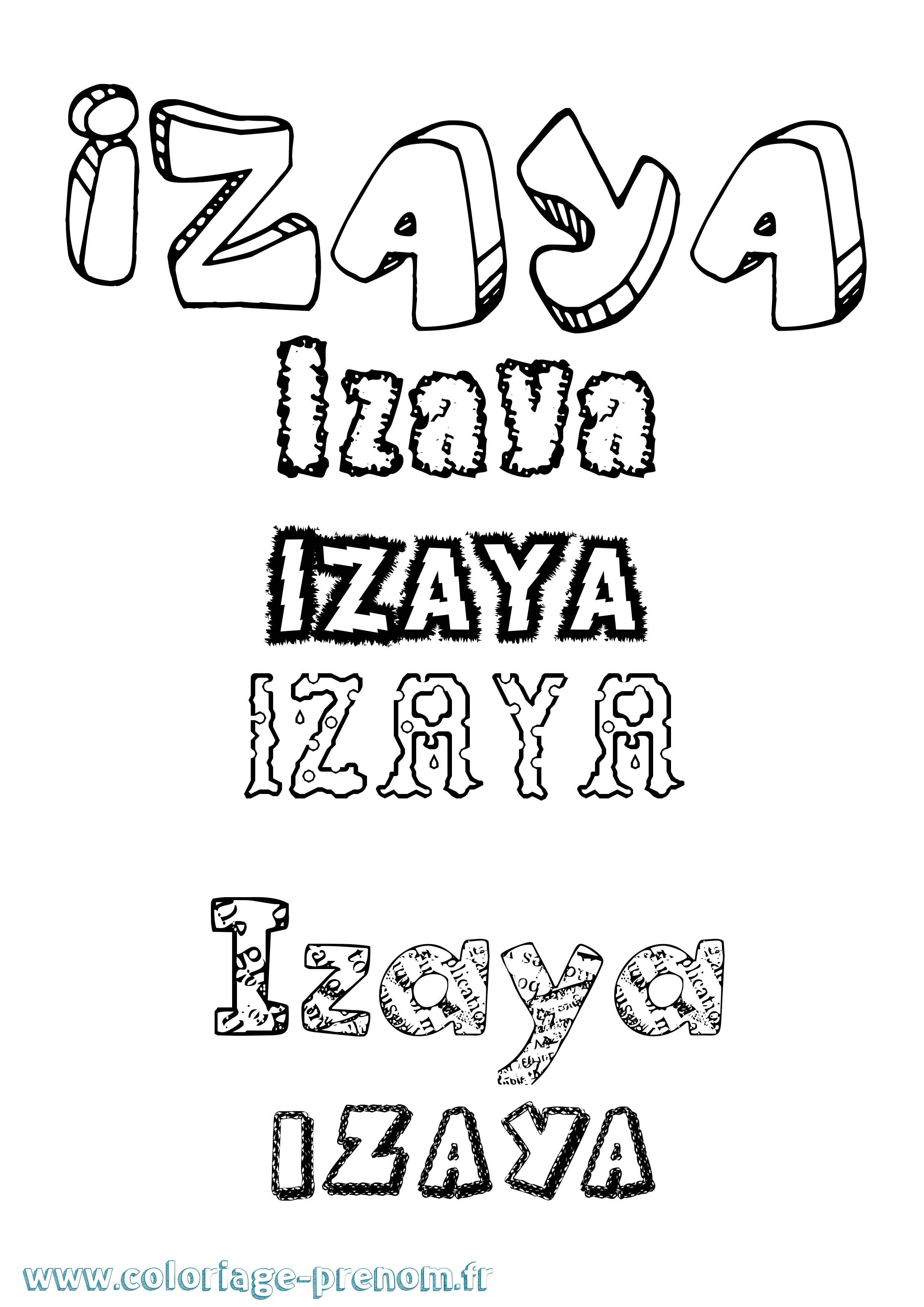 Coloriage Izaya Destructuré Coloriage prénom Izaya Destructuré