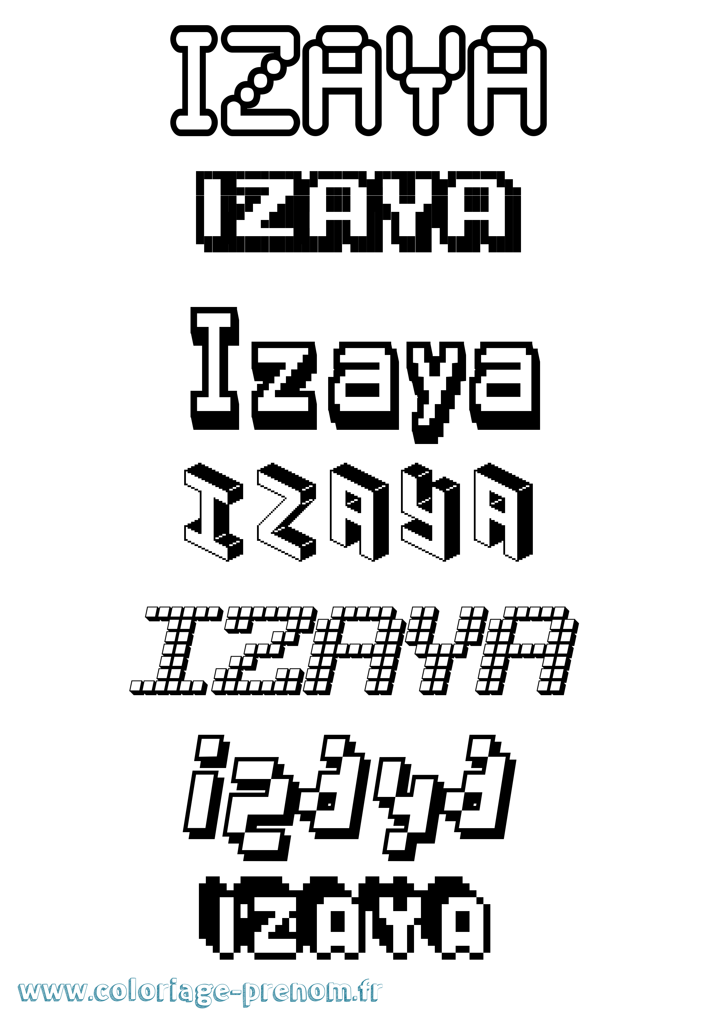 Coloriage Izaya Pixel Coloriage prénom Izaya Pixel