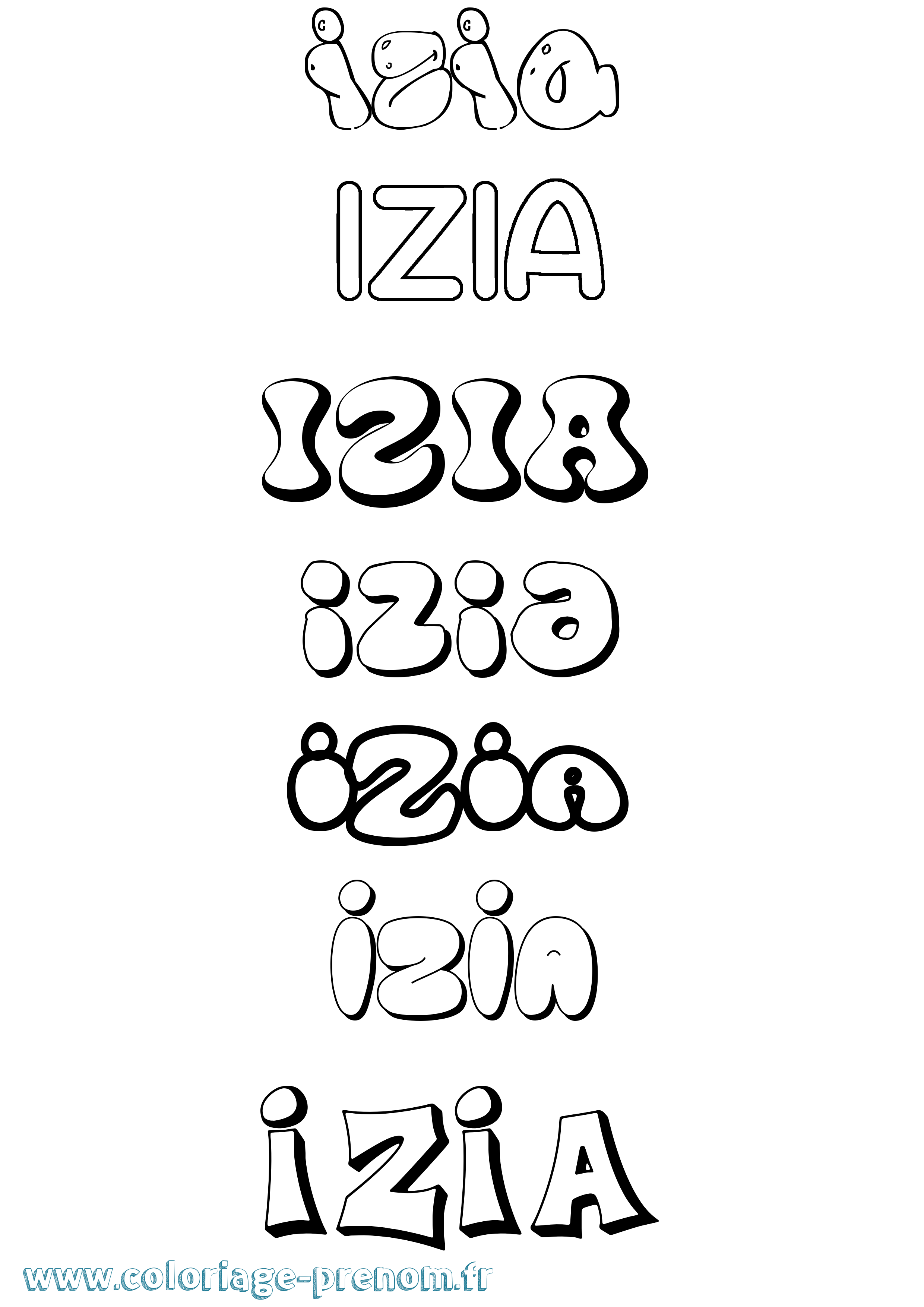Coloriage Izia Coloriage prénom Izia