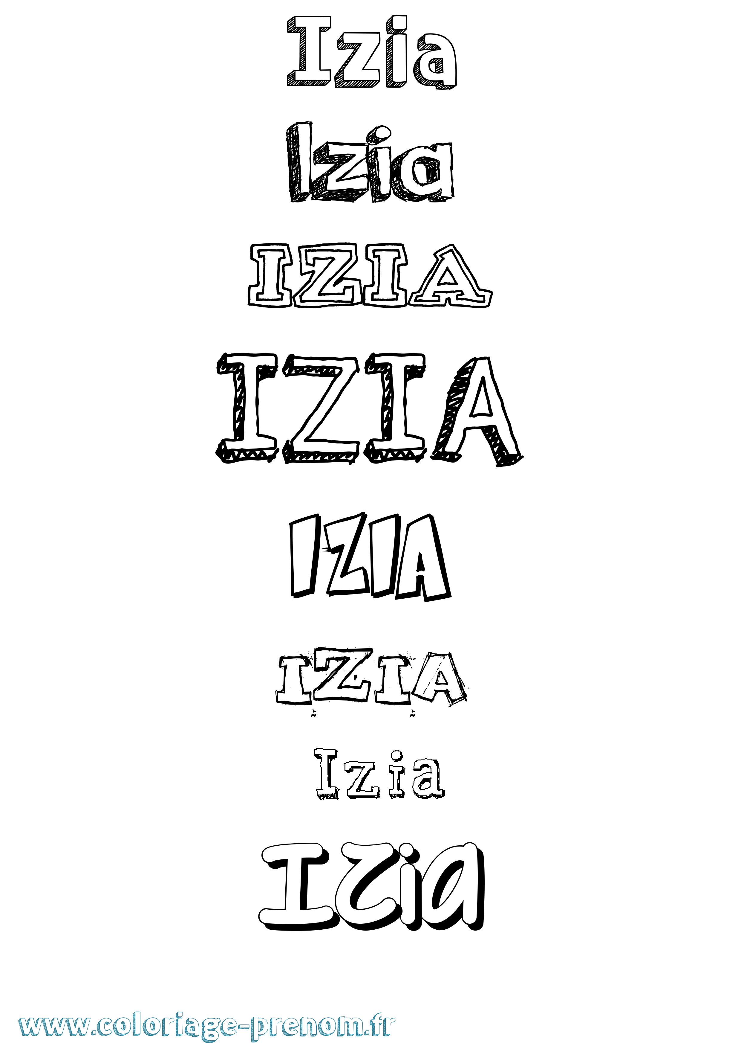 Coloriage Izia Coloriage prénom Izia