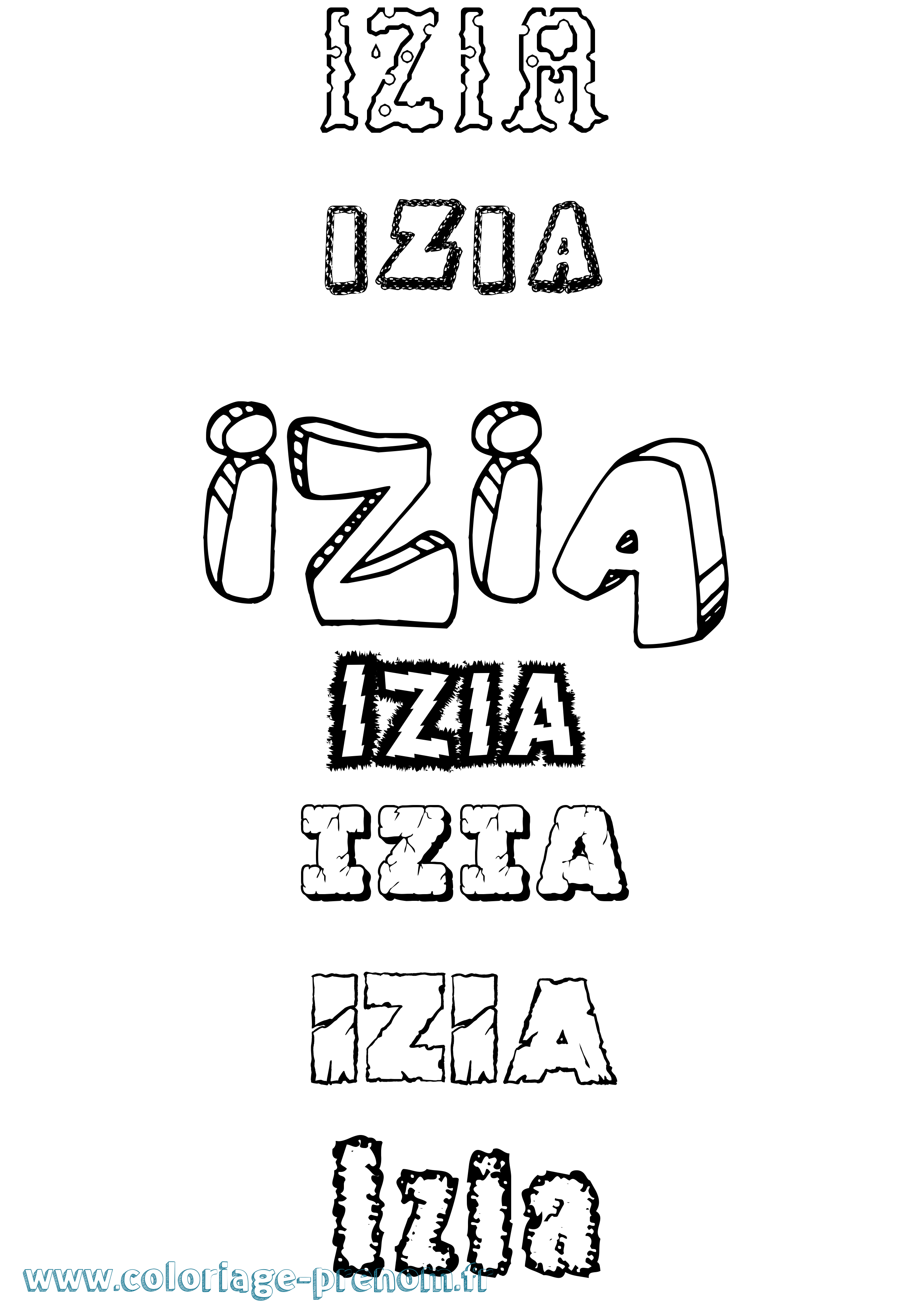 Coloriage Izia Coloriage prénom Izia