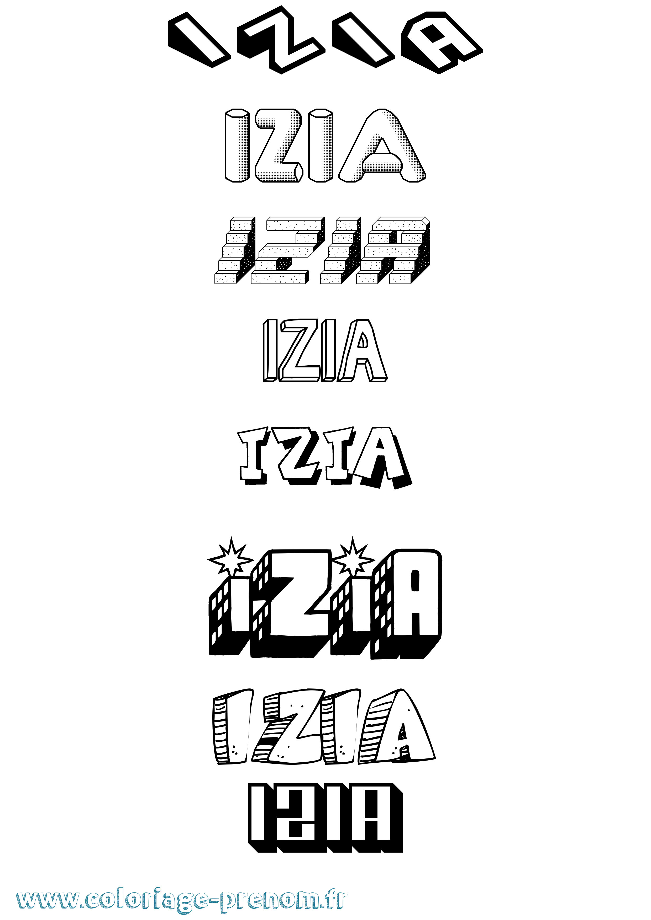 Coloriage Izia Coloriage prénom Izia